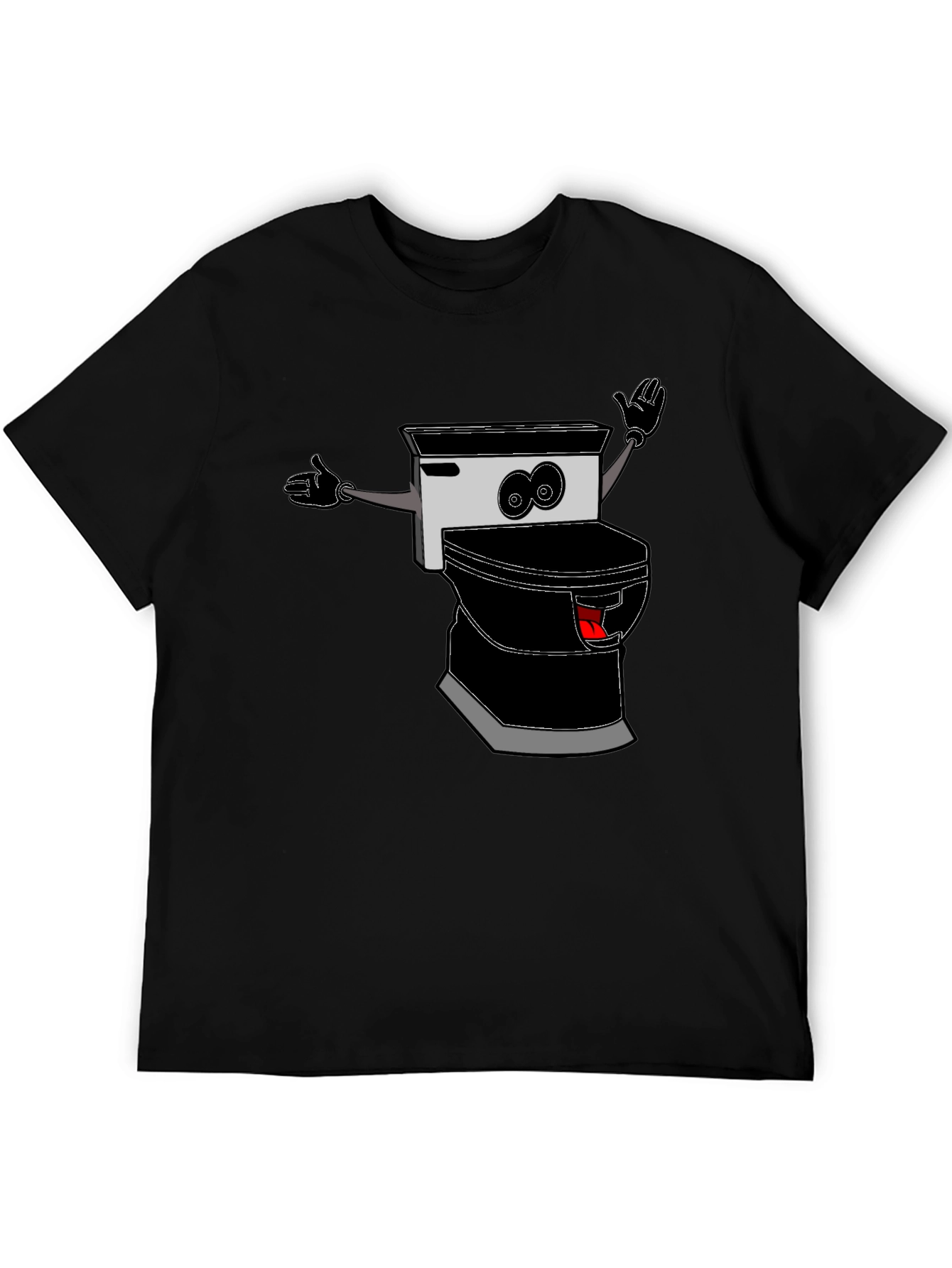 Black Funny Toilet Cartoon Graphic Tee view 5