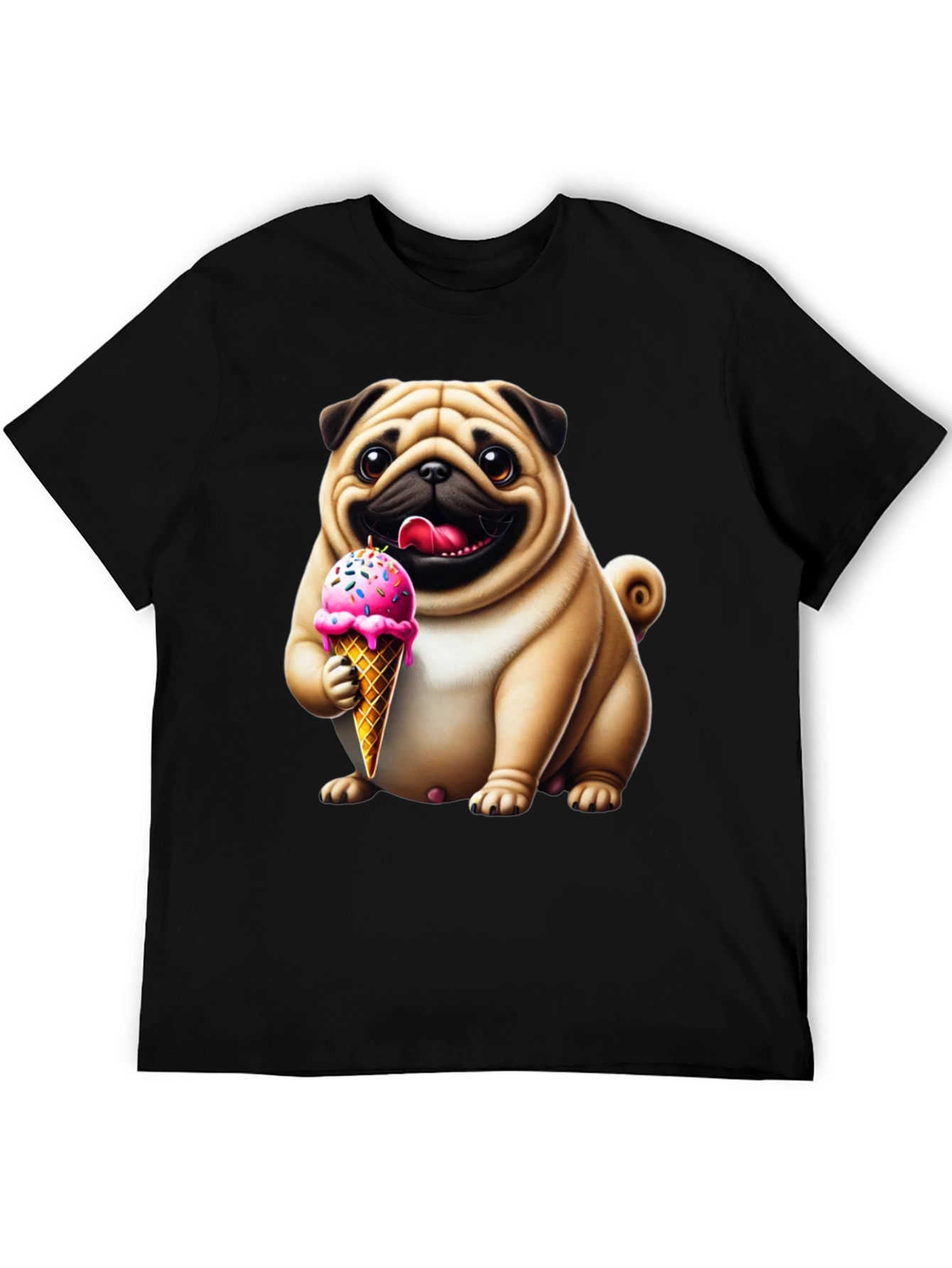 Black Pug Ice Cream T-Shirt - Adorable Dog Tee view 5