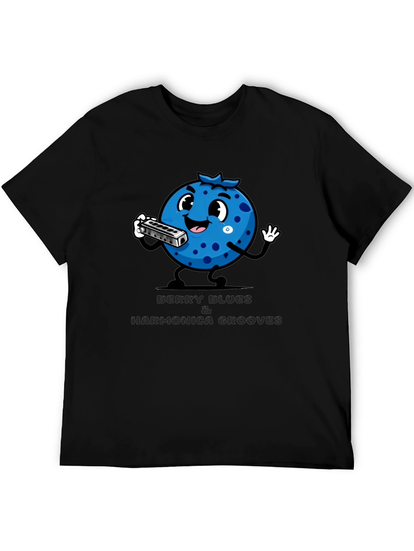 Black Berry Blues Harmonica Grooves T-Shirt view 5