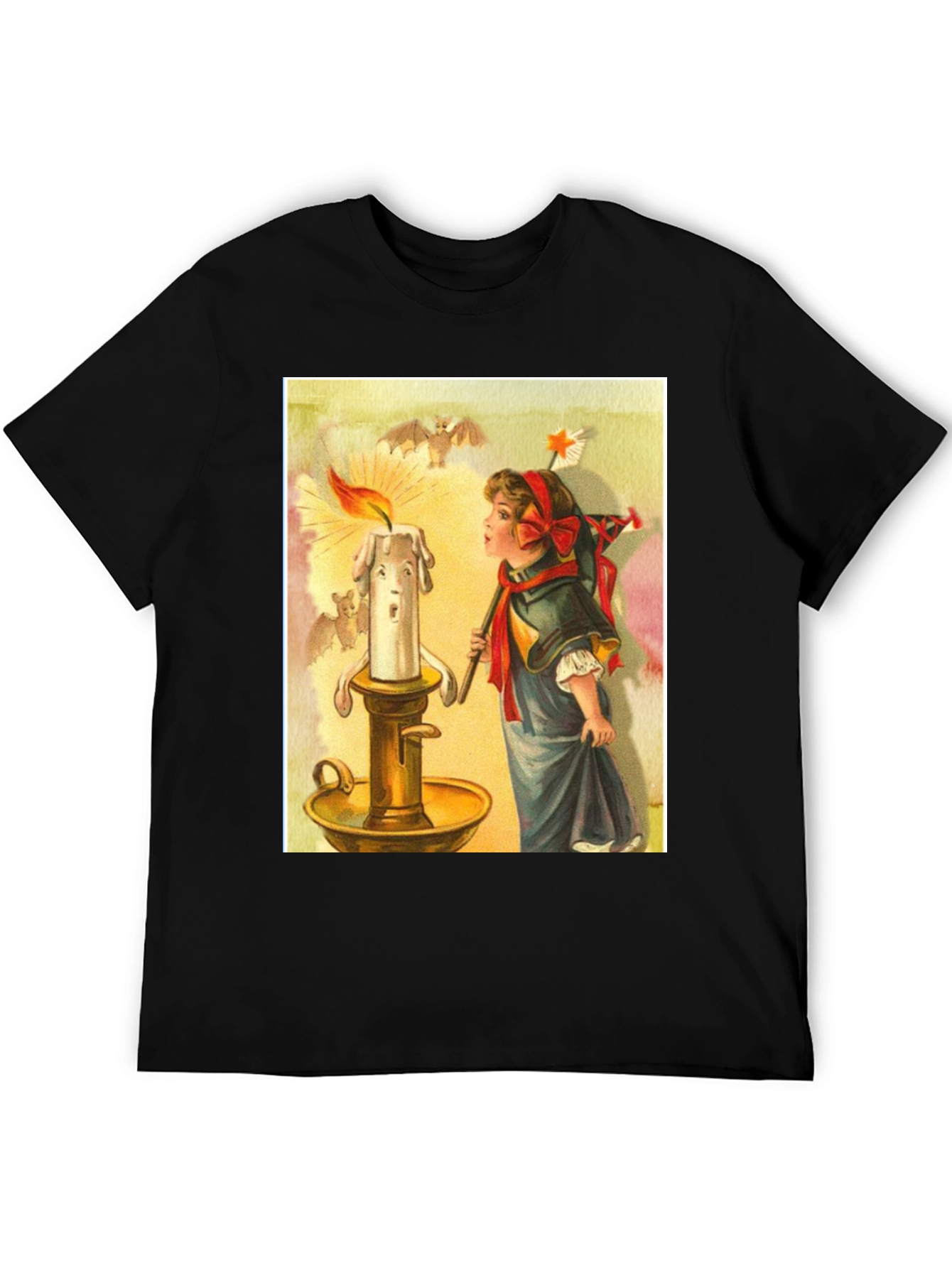 Black Vintage Candle & Girl Graphic Tee view 5