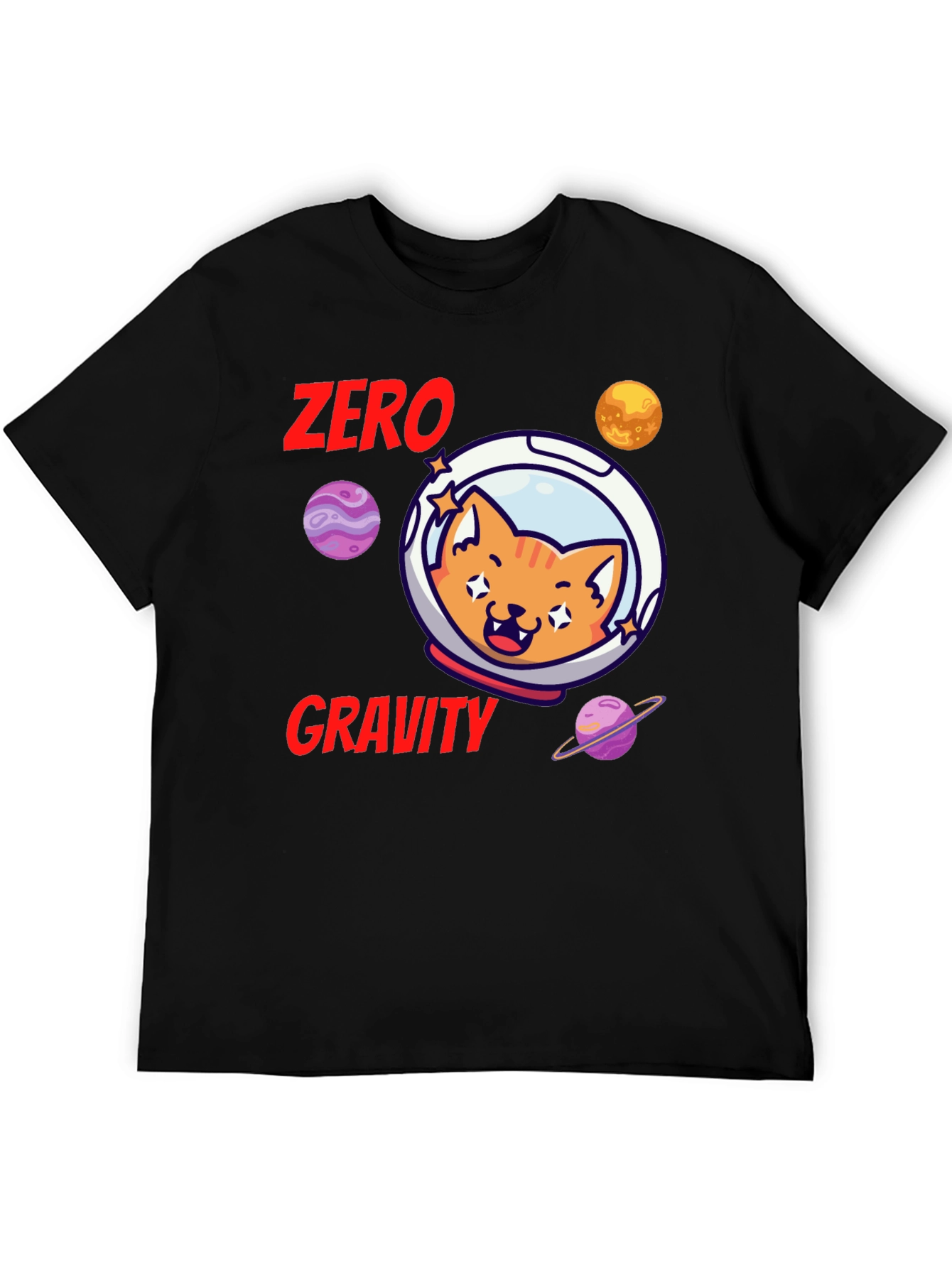 Black Zero Gravity Cat T-Shirt view 5