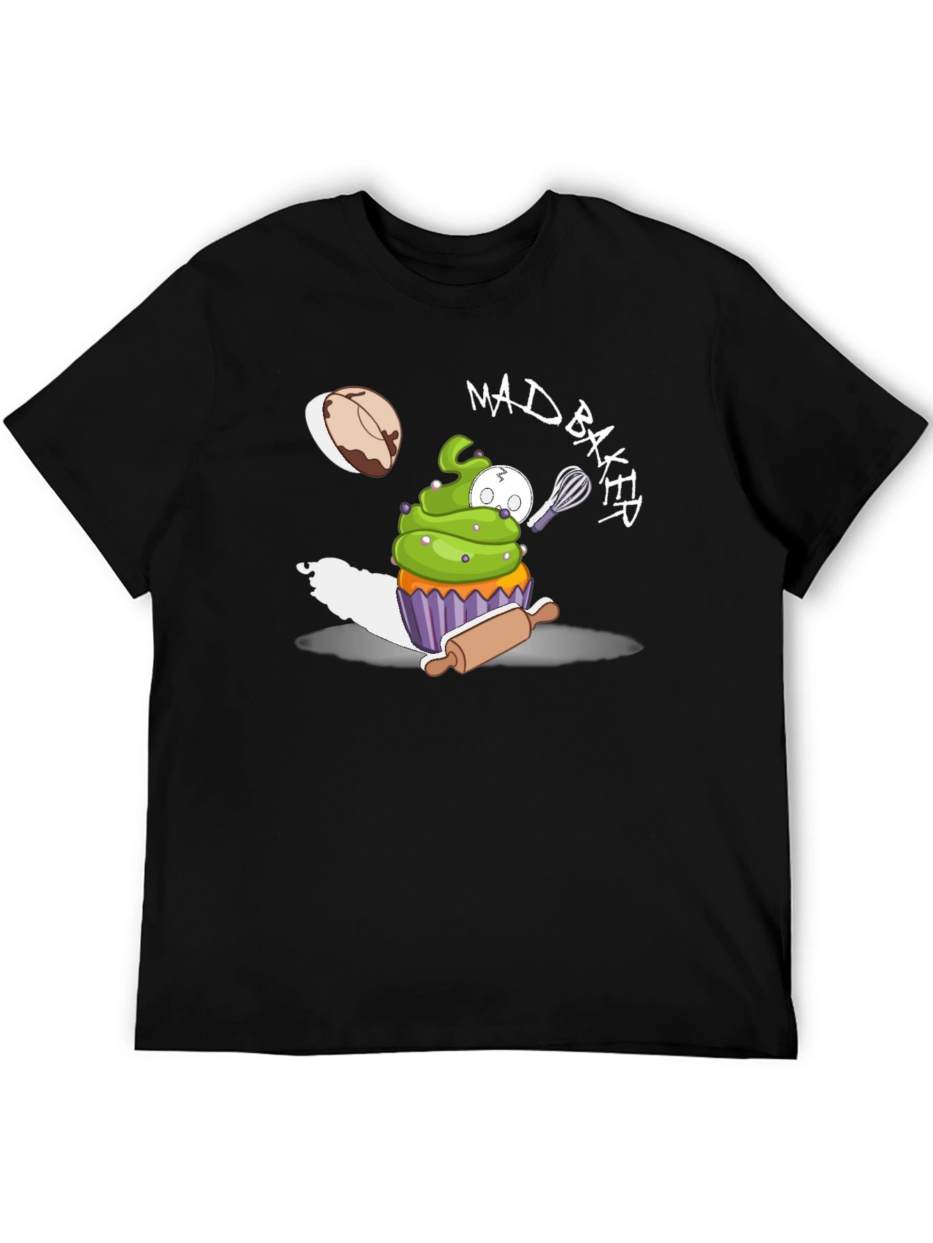 Black Mad Baker Cartoon Graphic T-Shirt view 5