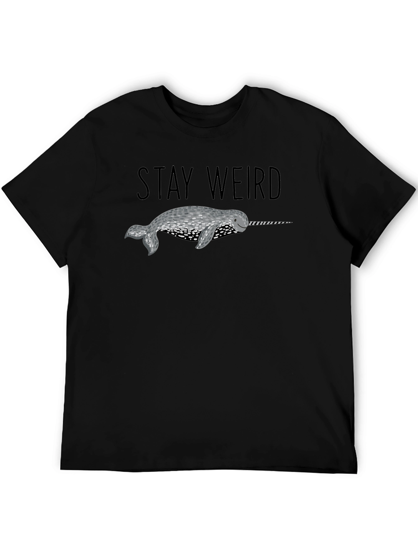 Black Stay Weird Narwhal T-Shirt - Black view 5