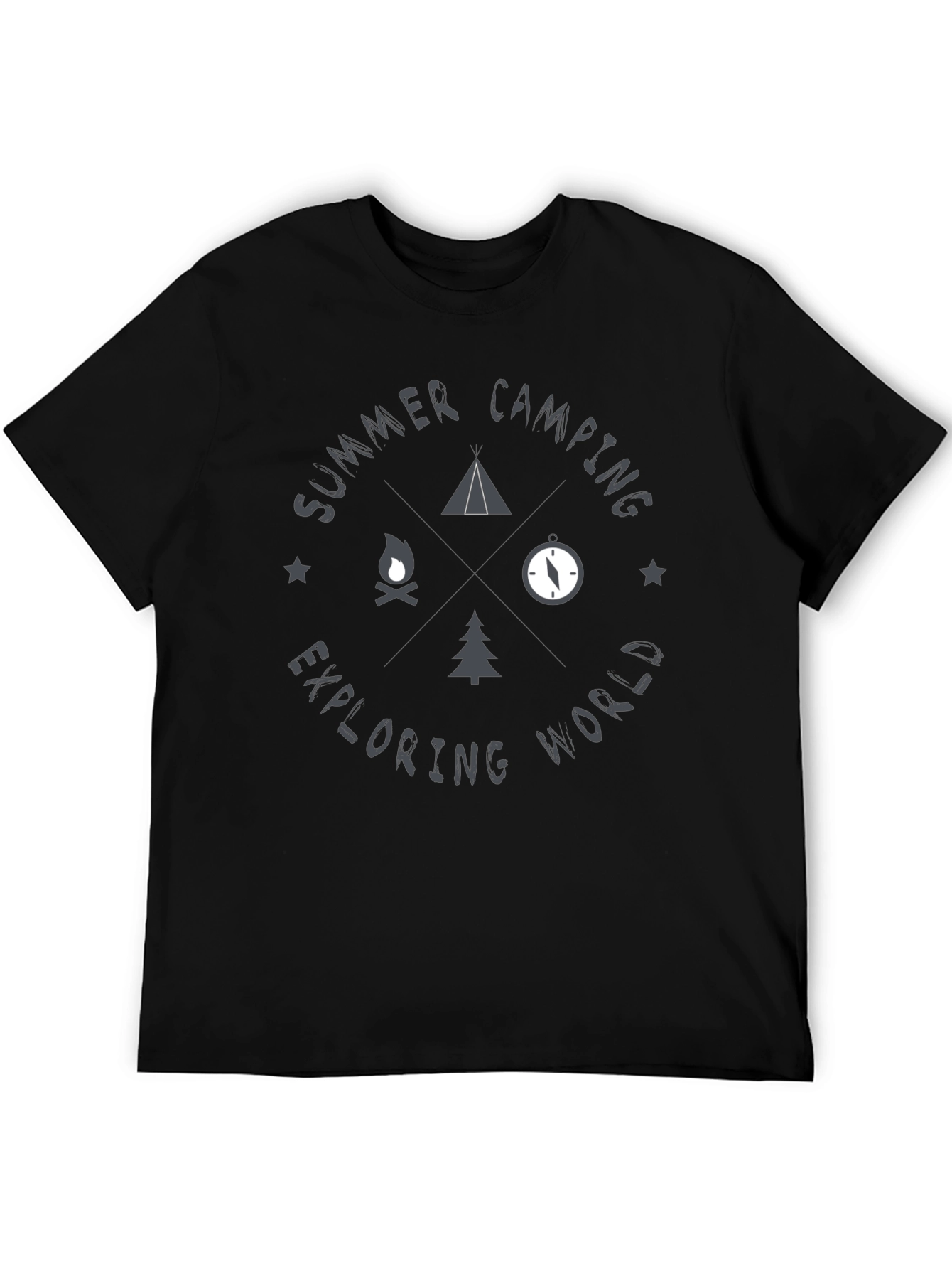 Black Summer Camping T-Shirt - Exploring World view 5