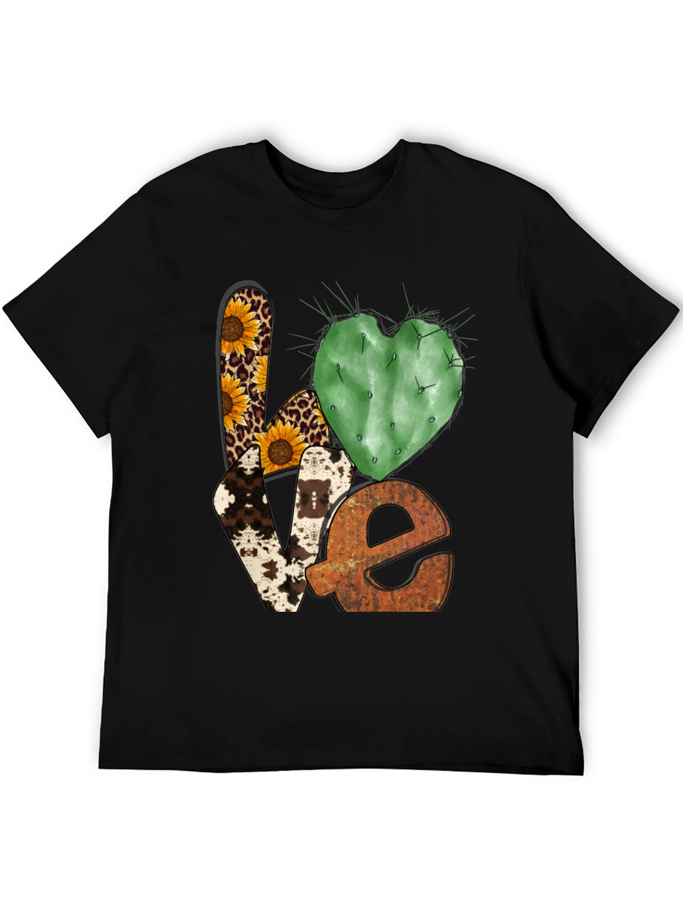 Black LOVE Western Graphic Tee - Cactus Heart view 5