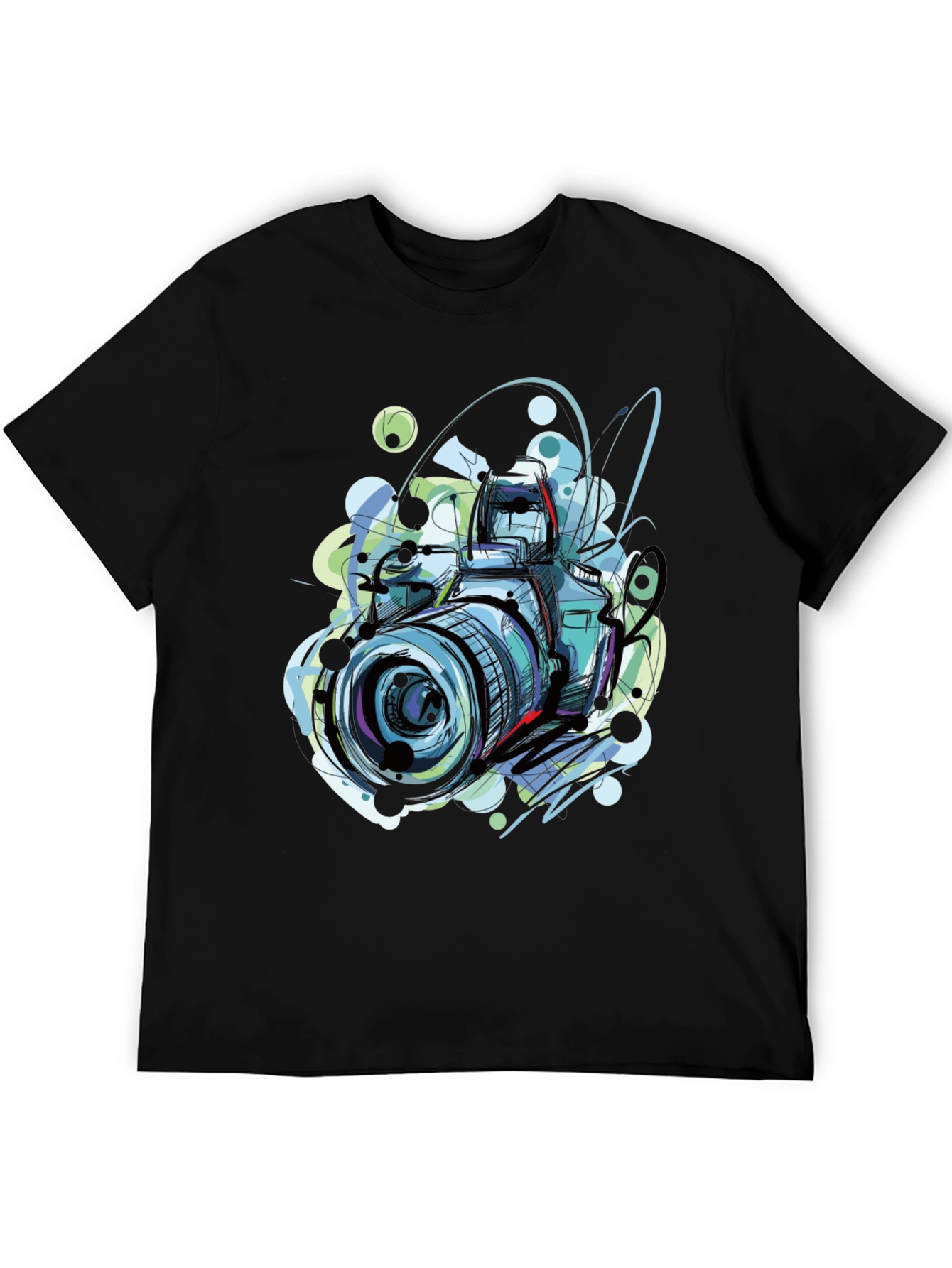 Black Camera Sketch Graphic Tee - Photographer T-Shirt view 5