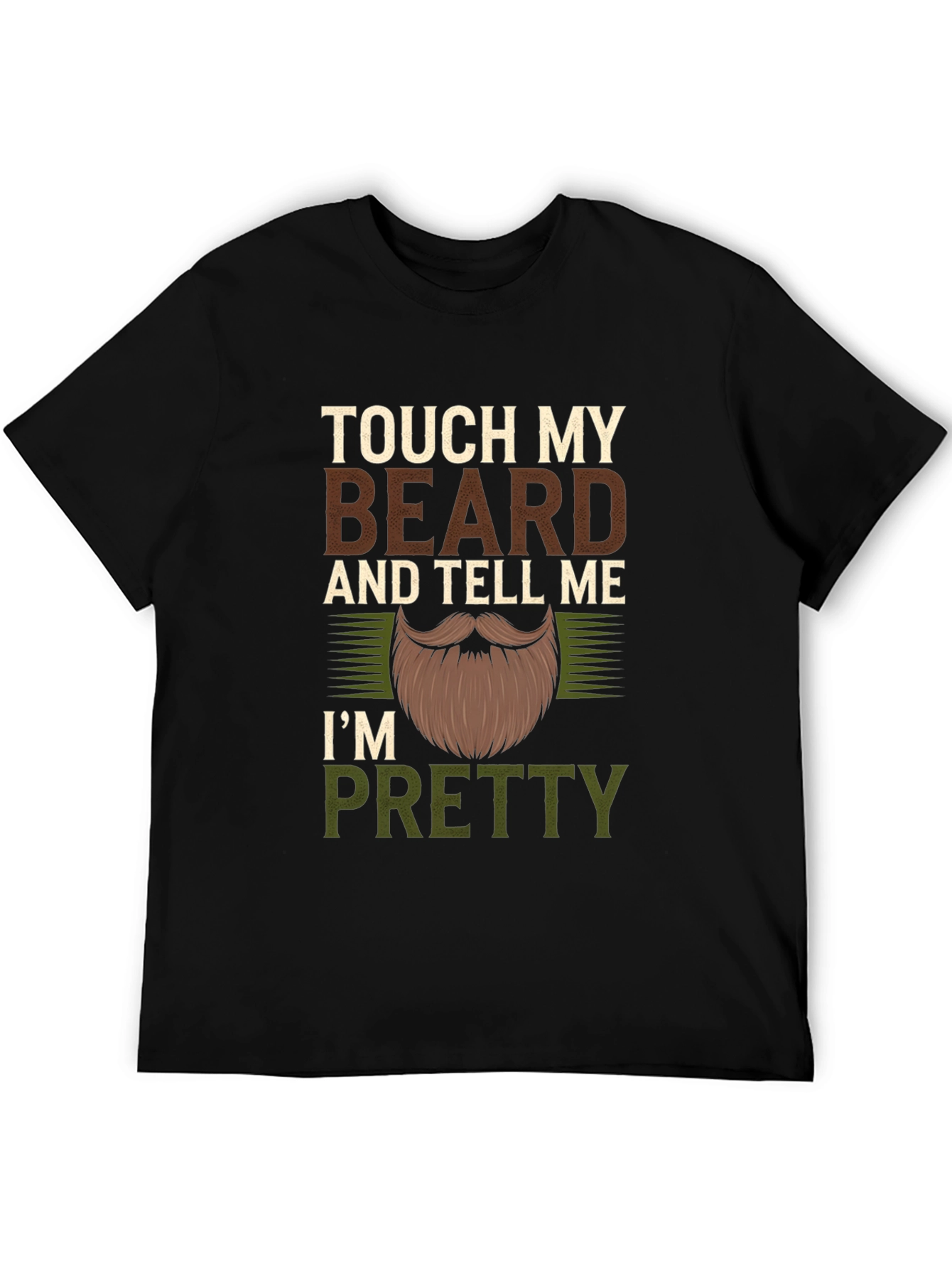 Black Touch My Beard Funny Men's Graphic T-Shirt view 5