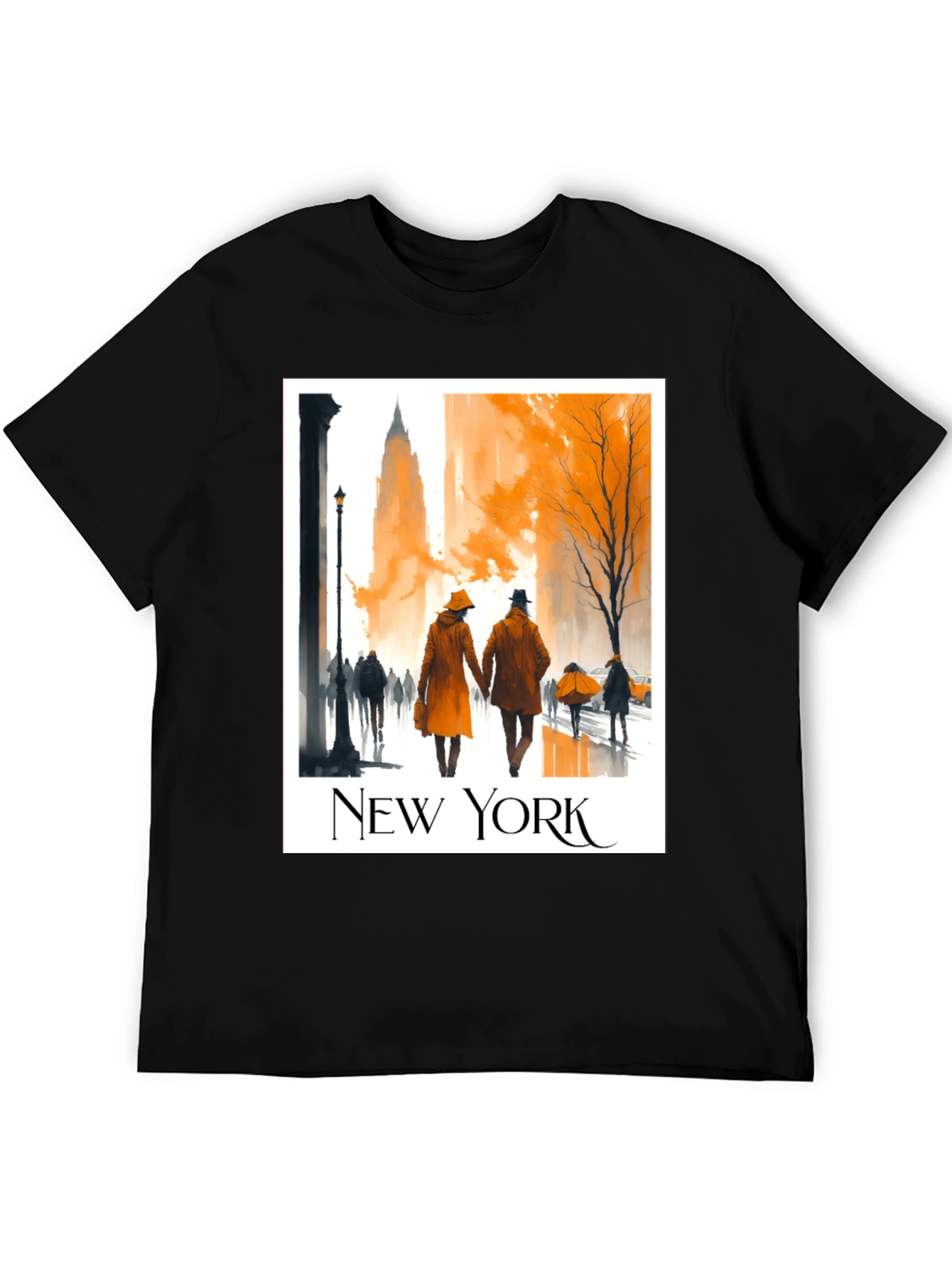 Black New York City Autumn Walk T-Shirt view 5