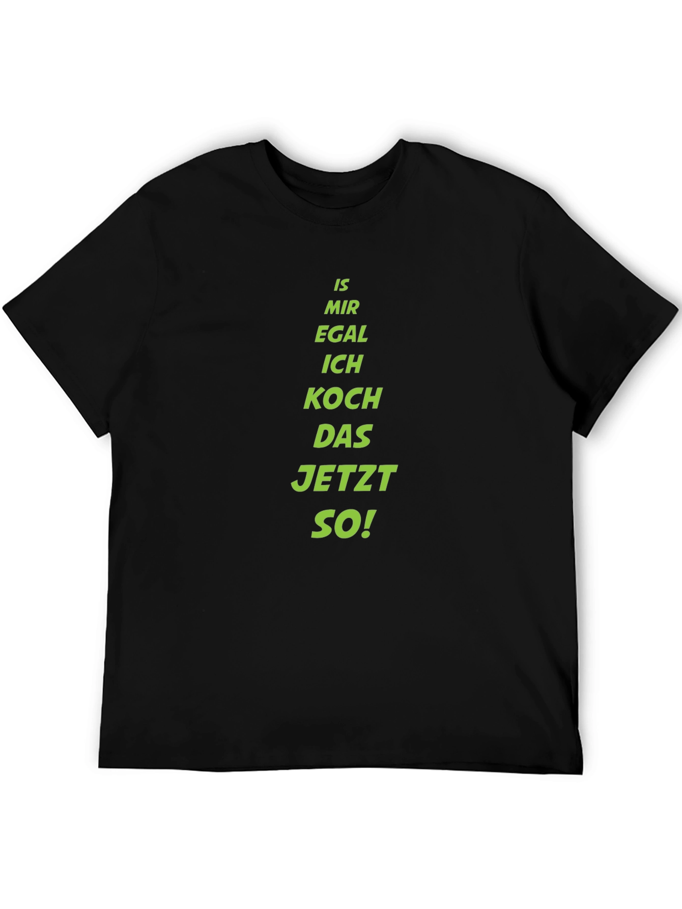 Black Funny German Cooking T-Shirt - "Is Mir Egal" Design view 5
