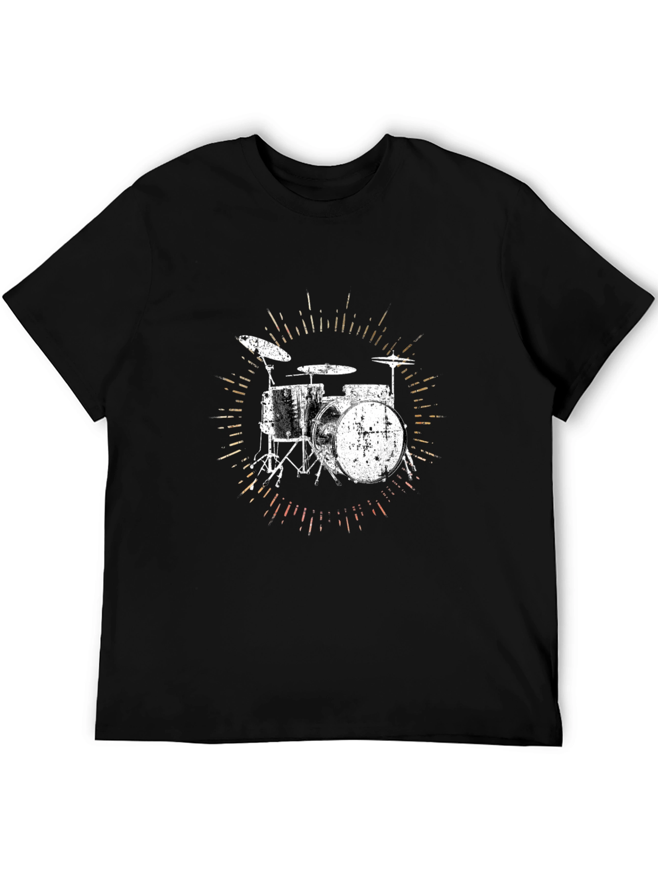 Black Drum Set Graphic T-Shirt - Black Cotton Tee view 5