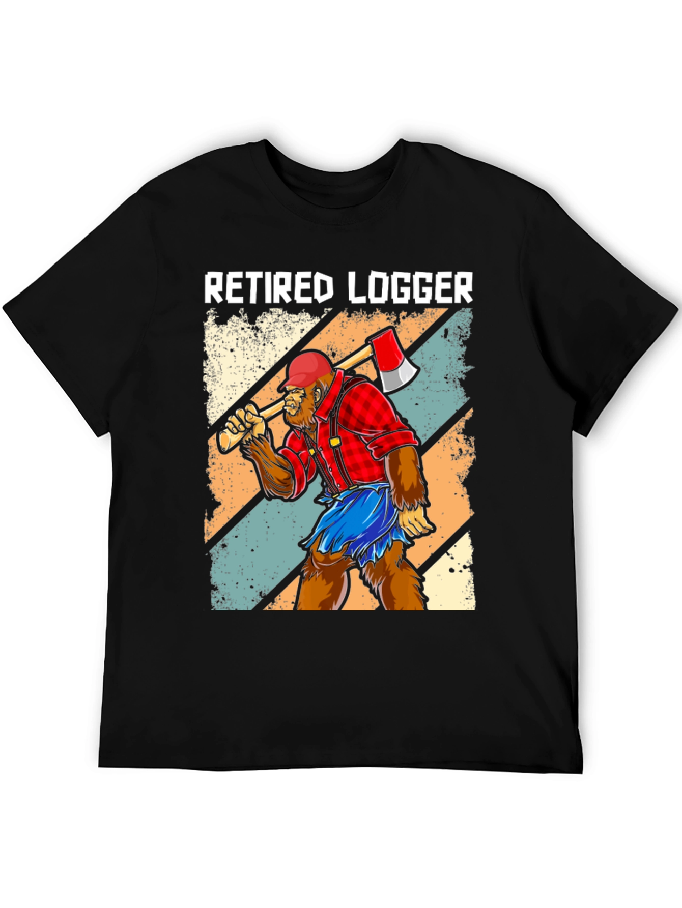 Black Retired Logger Bigfoot Graphic Tee view 5