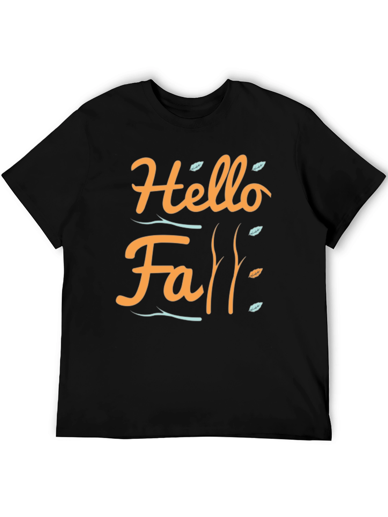 Black Hello Fall T-Shirt - Autumn Season Apparel view 5