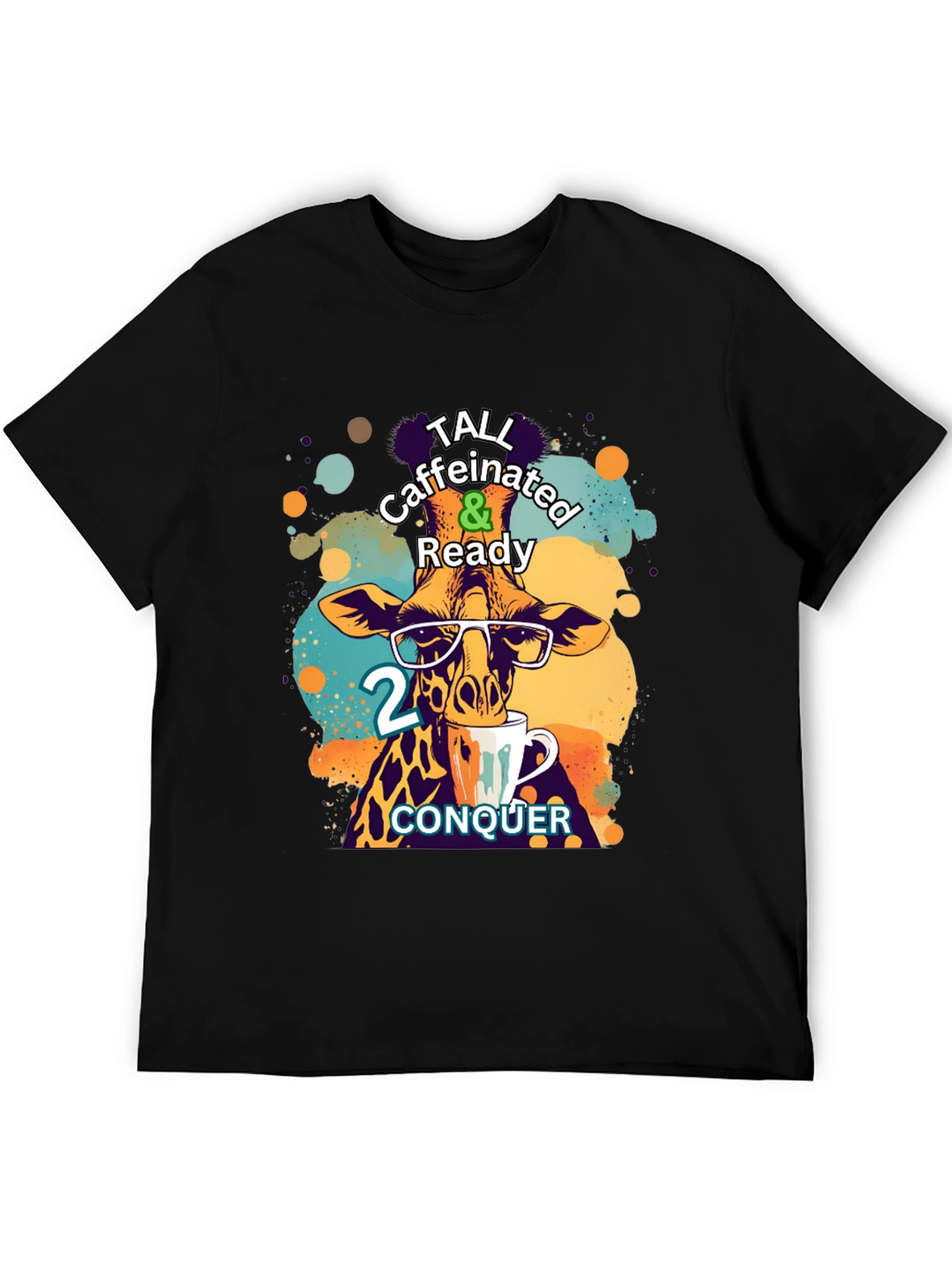 Black Tall Caffeinated & Ready Giraffe T-Shirt view 5