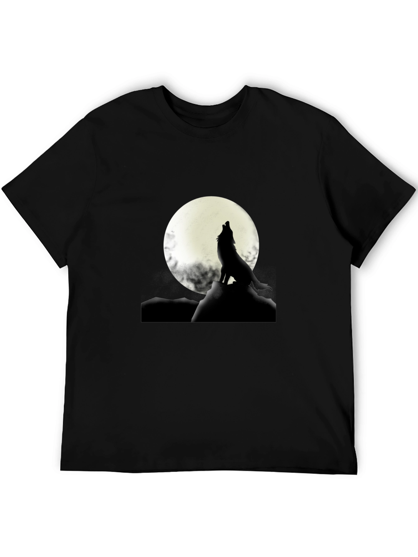 Black Wolf Howling at Moon Graphic T-Shirt view 5