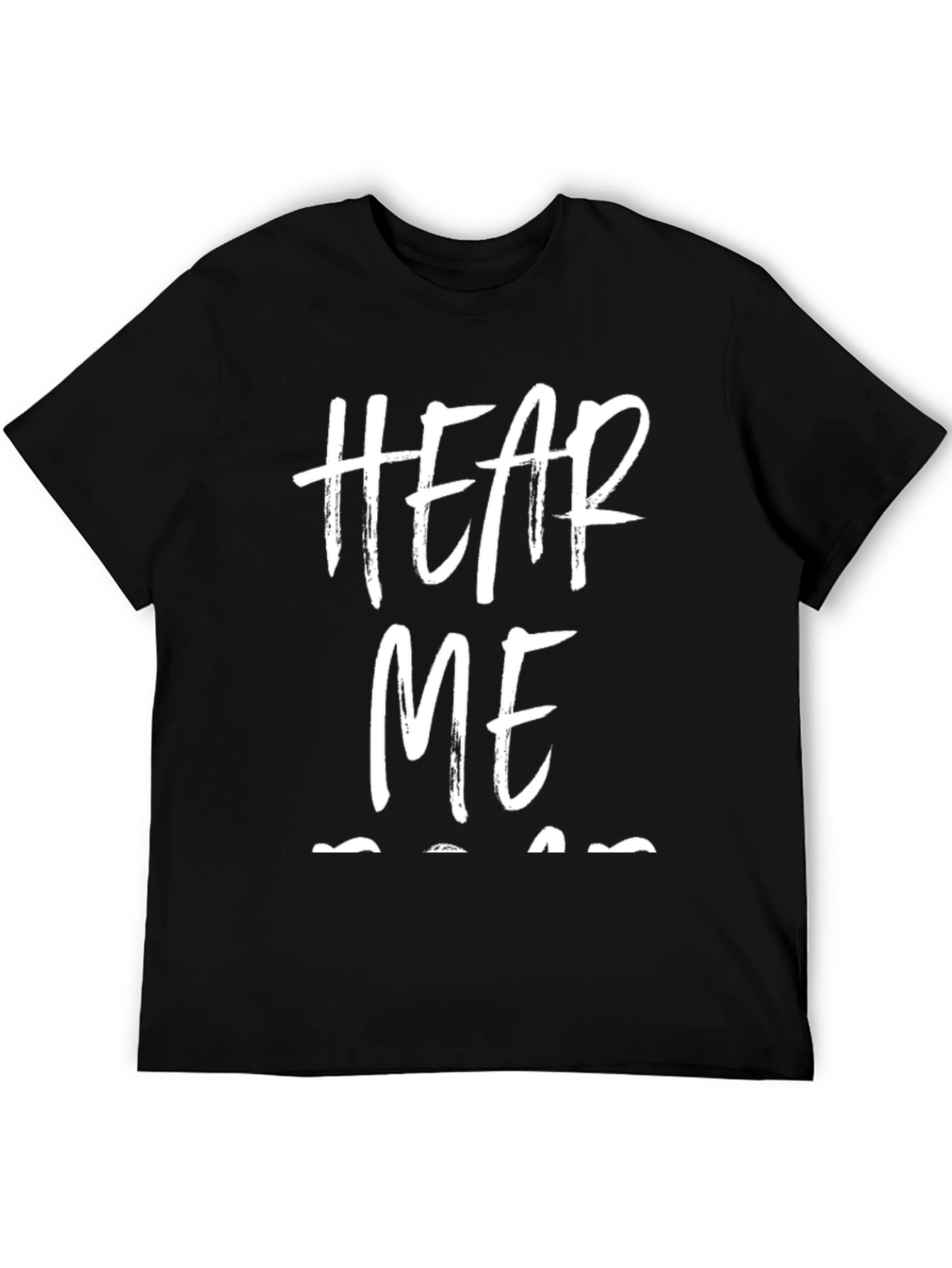 Black Hear Me T-Shirt - Black Cotton Graphic Tee view 5