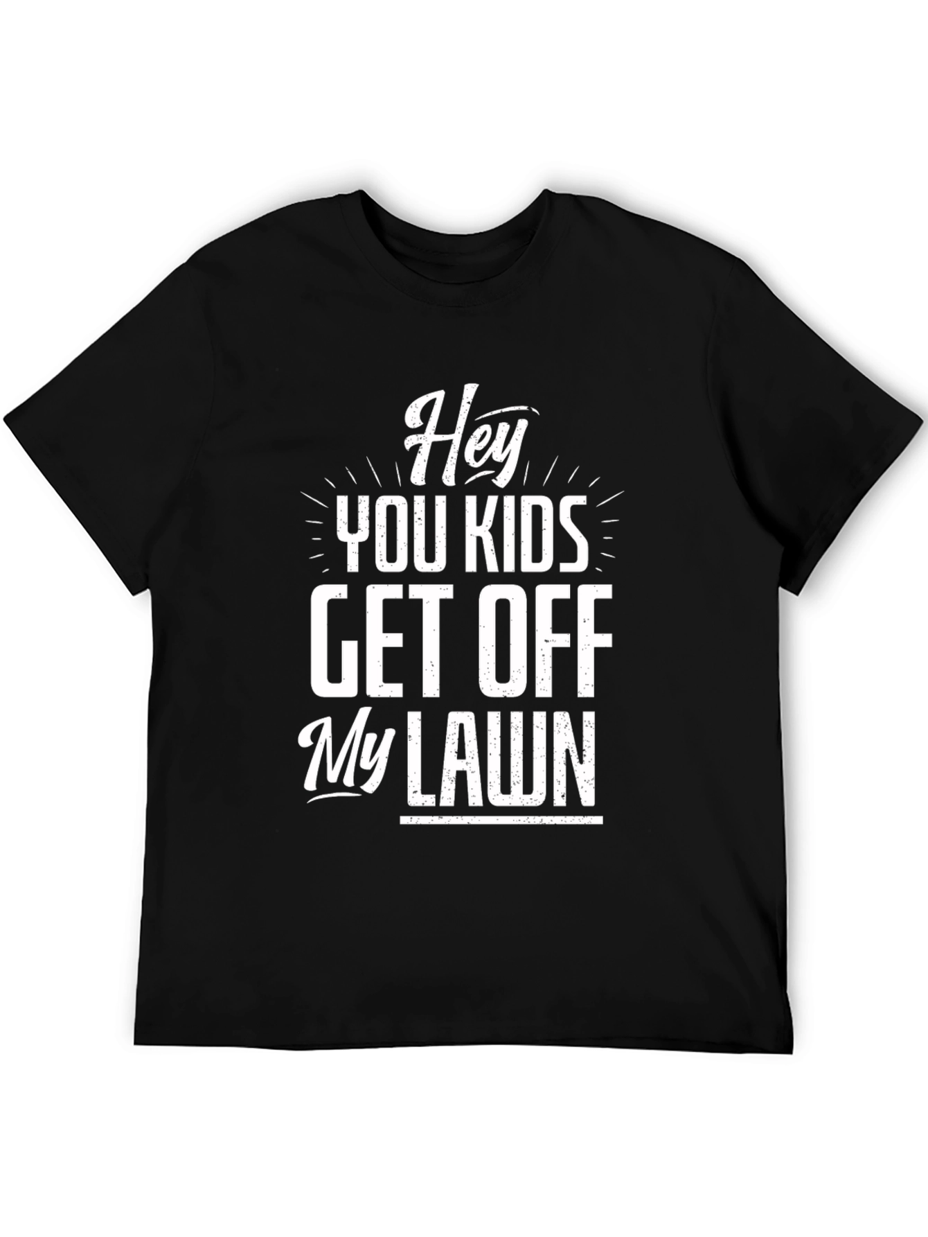 Black Hey You Kids Get Off My Lawn Graphic Tee view 5