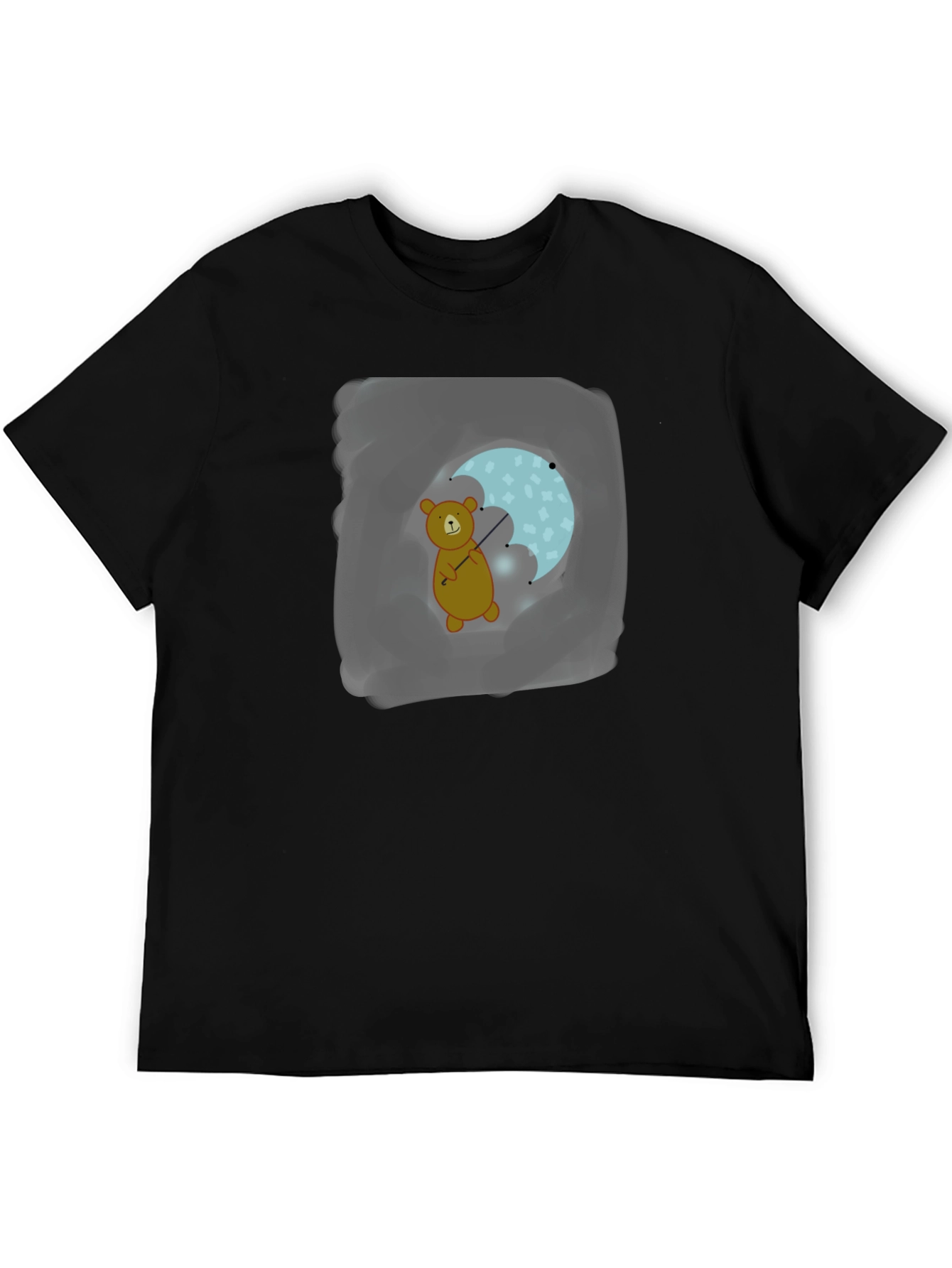 Black Bear with Umbrella Black T-Shirt view 5