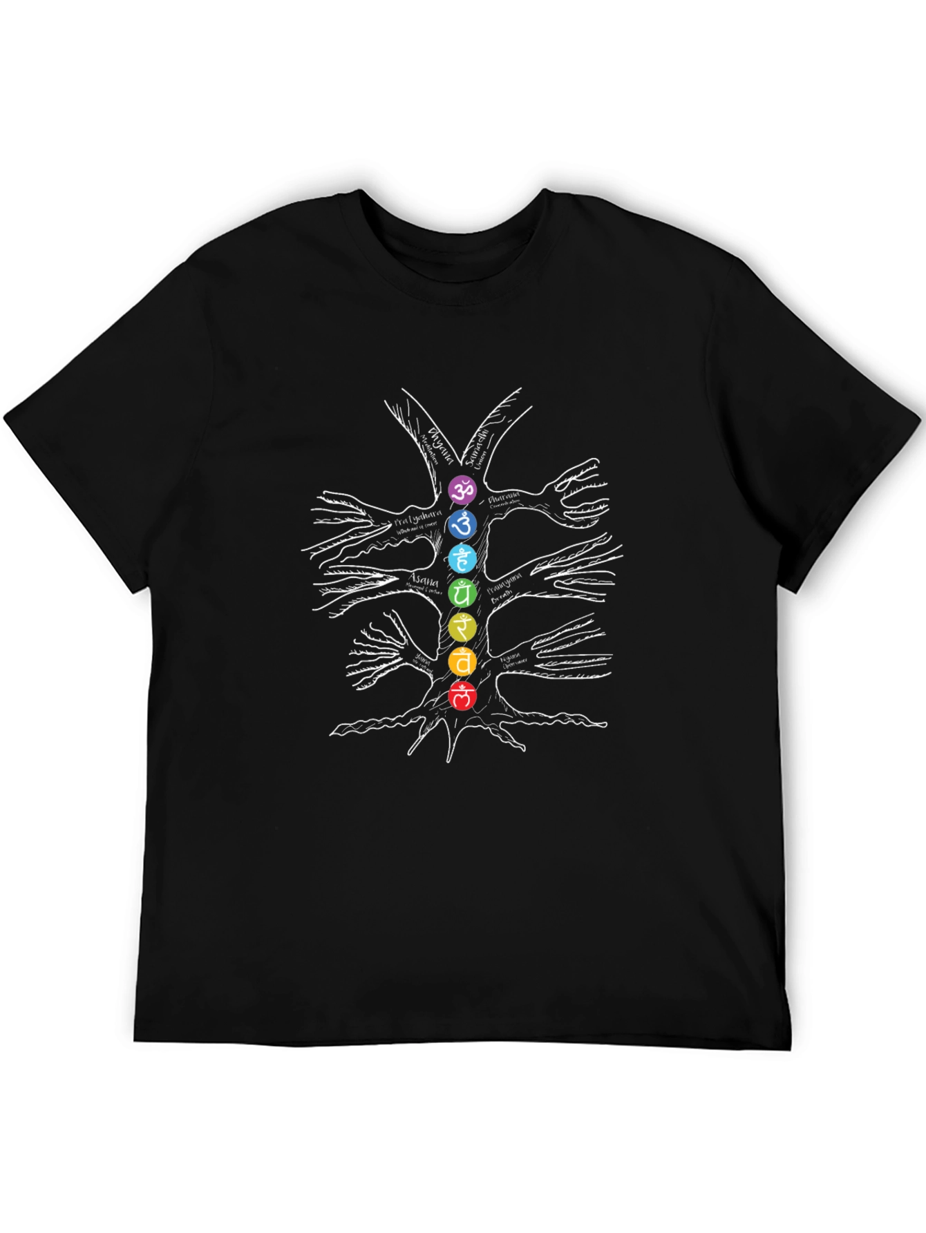 Black Chakra Tree Graphic Tee - Spiritual Balance Shirt view 5