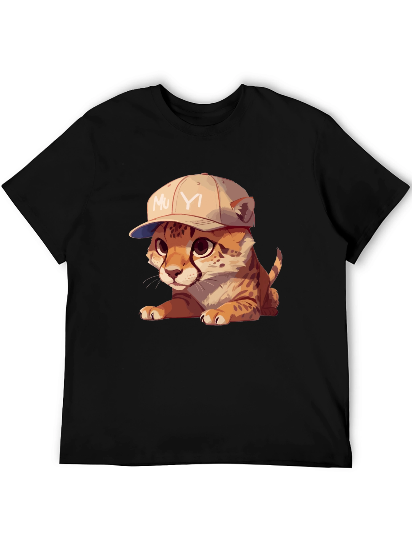 Black Cool Cub Tee: Cheetah in a Baseball Cap view 5
