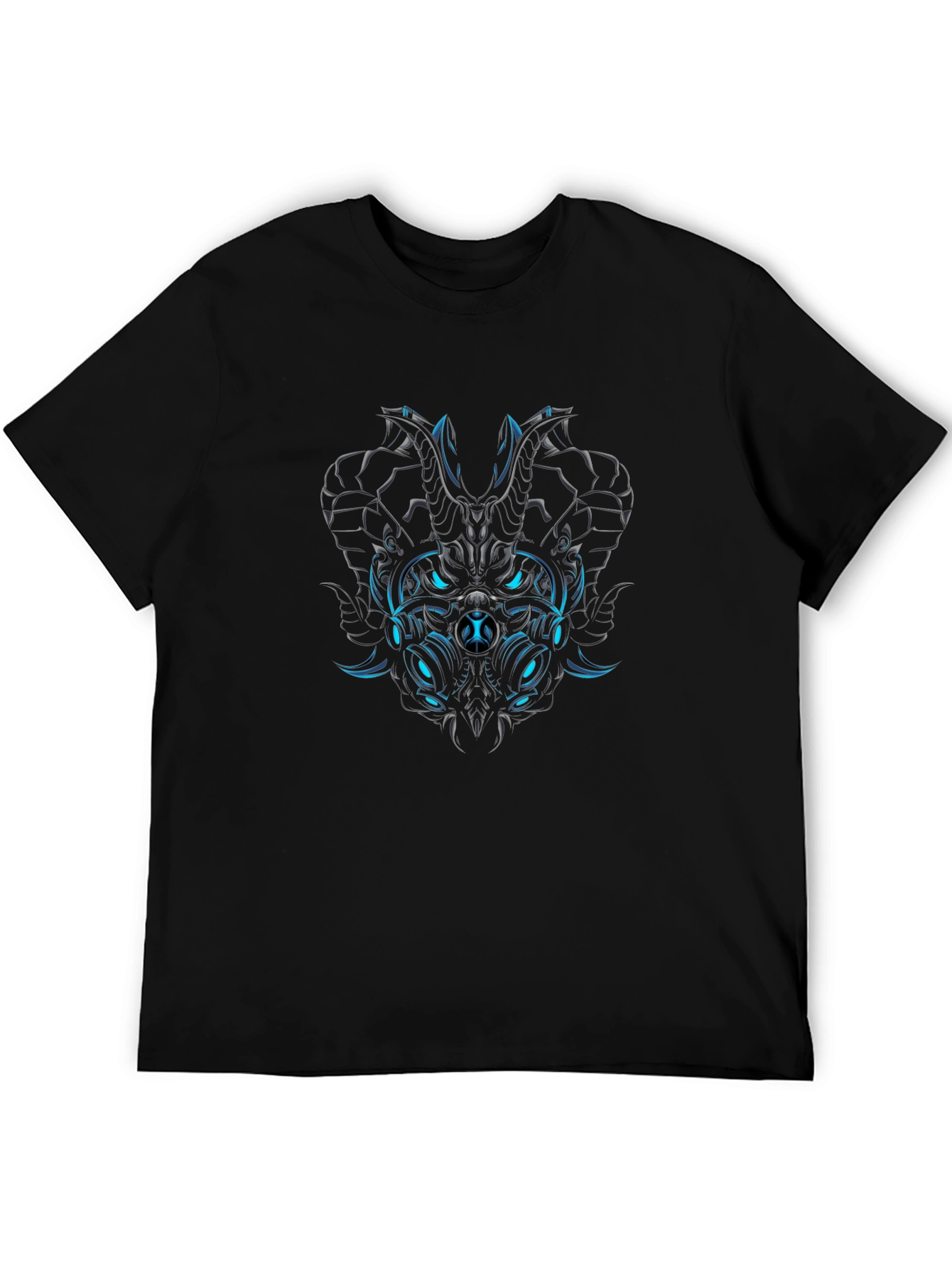 Black Cyberpunk Dragon T-Shirt - Dark Fantasy Style view 5