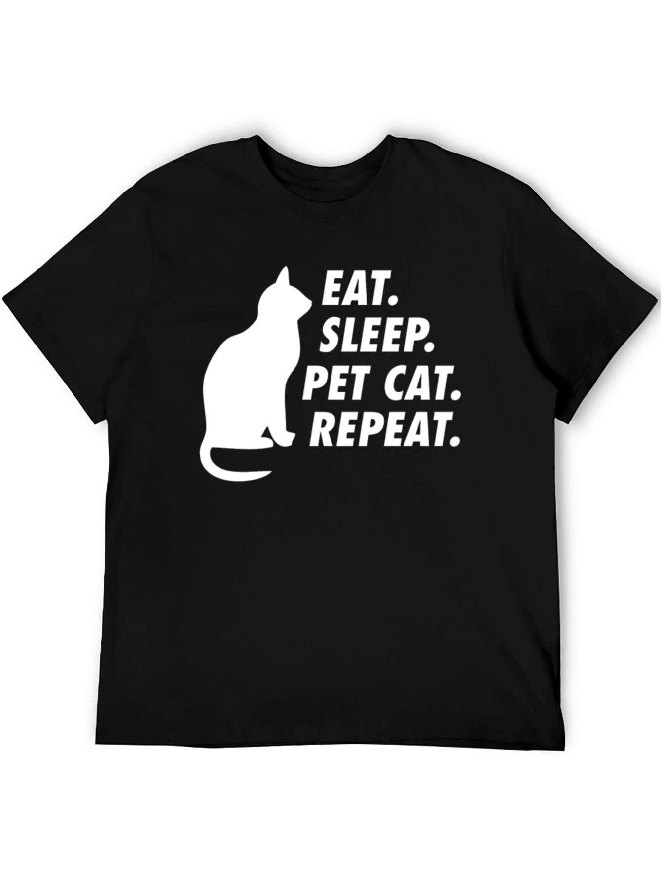 Black Eat Sleep Pet Cat Repeat T-Shirt view 5