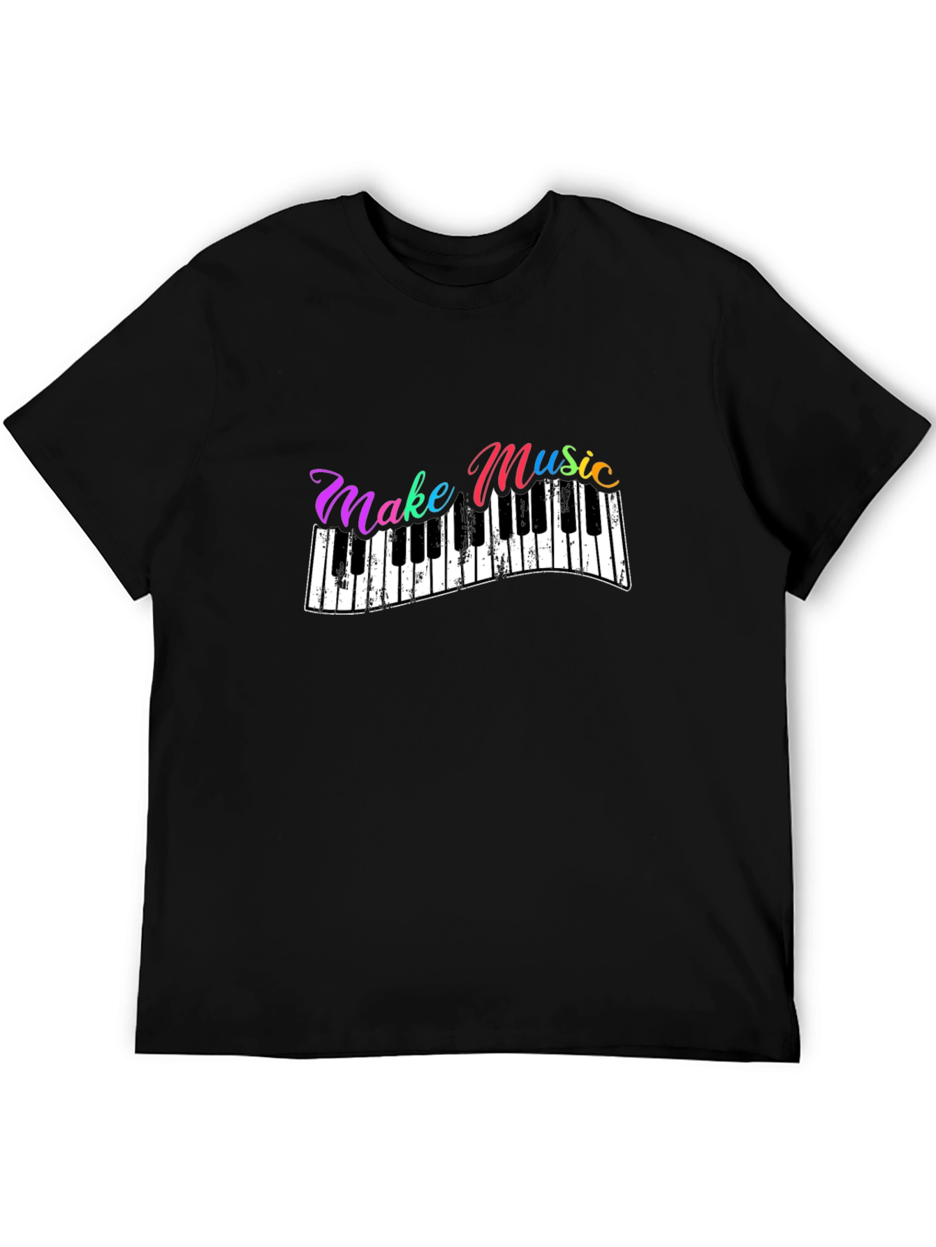 Black Make Music T-Shirt - Piano Keys Design view 5
