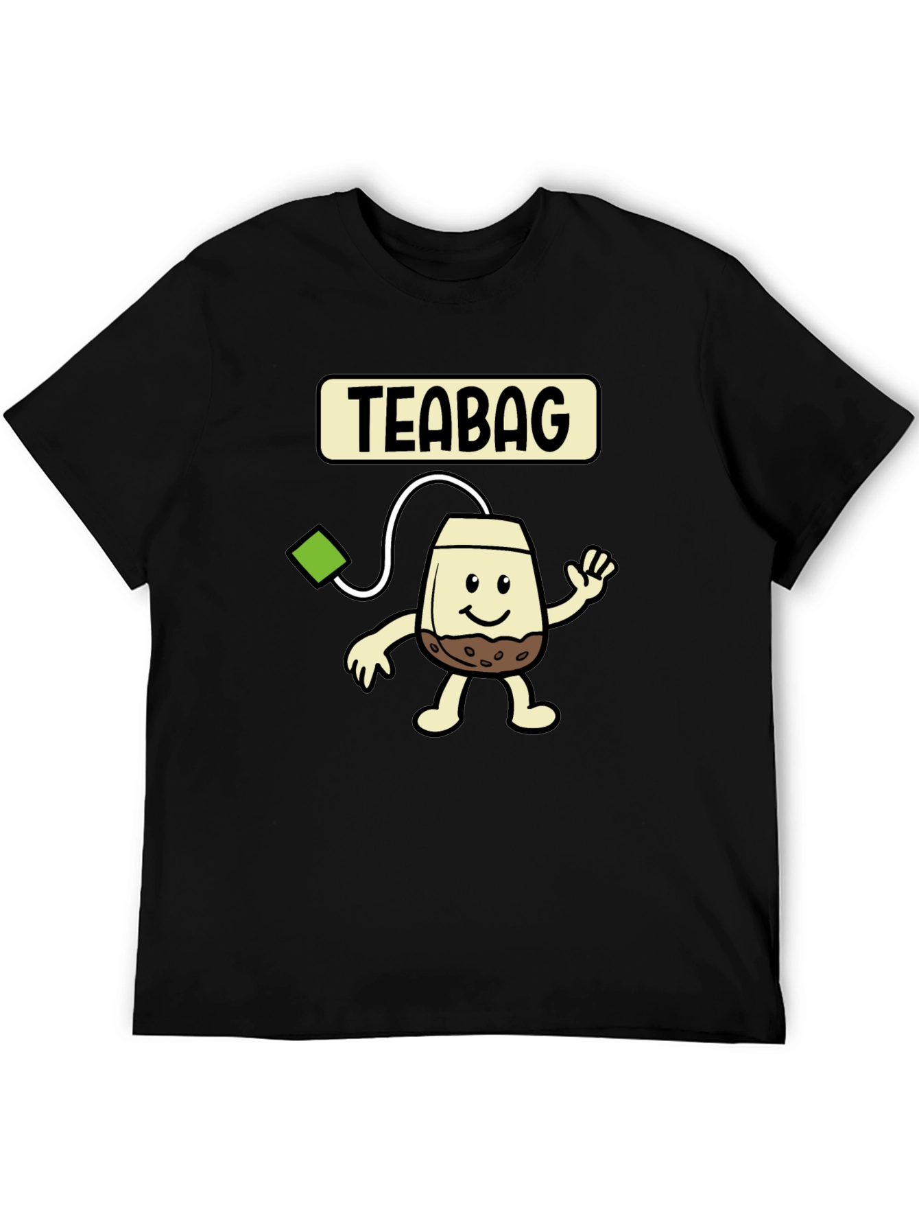 Black Funny Teabag Cartoon Graphic T-Shirt view 5