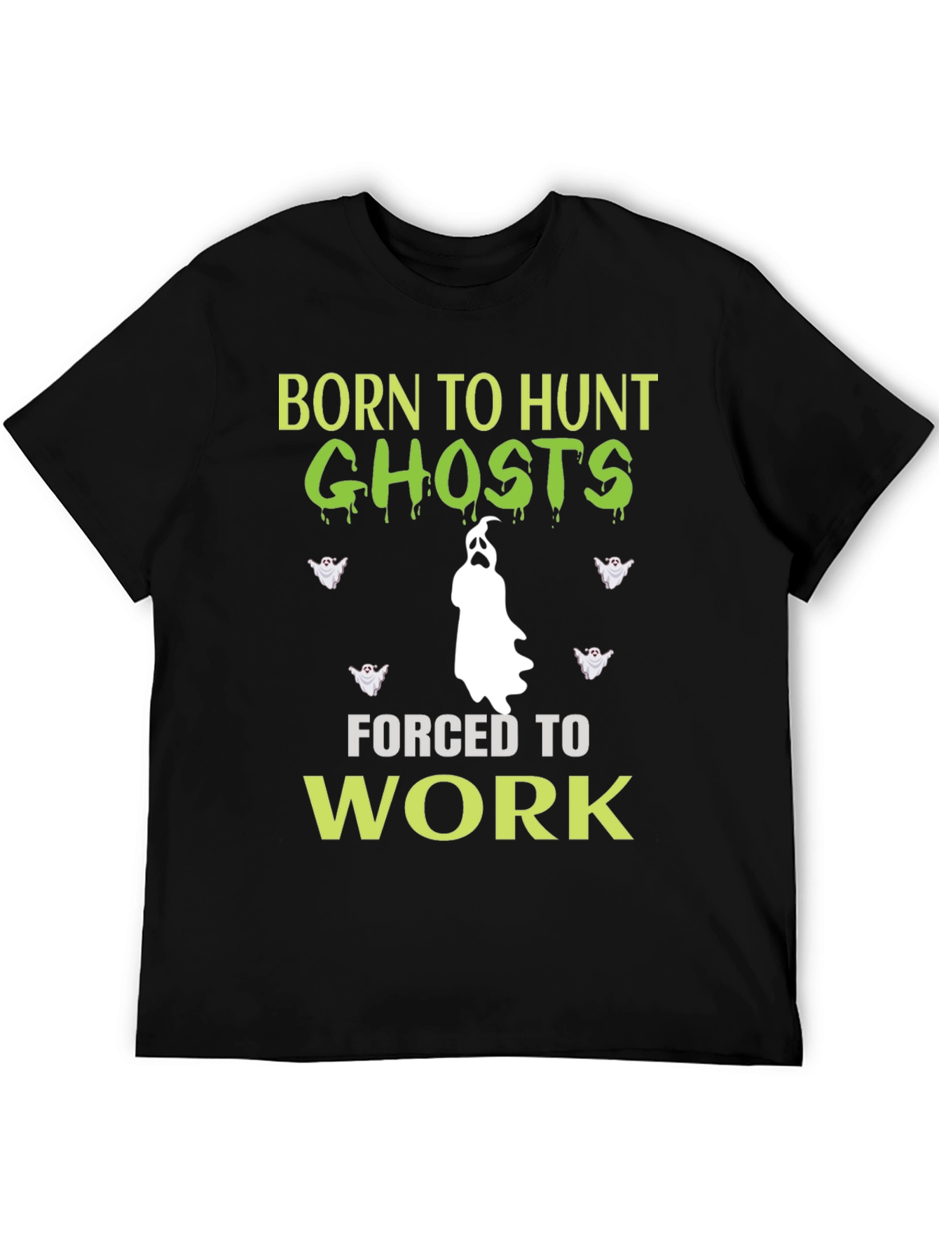 Black Born to Hunt Ghosts Funny Halloween Graphic T-Shirt view 5