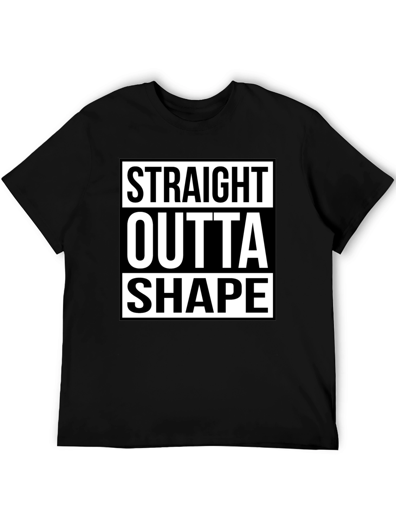 Black Straight Outta Shape Funny Graphic T-Shirt view 5