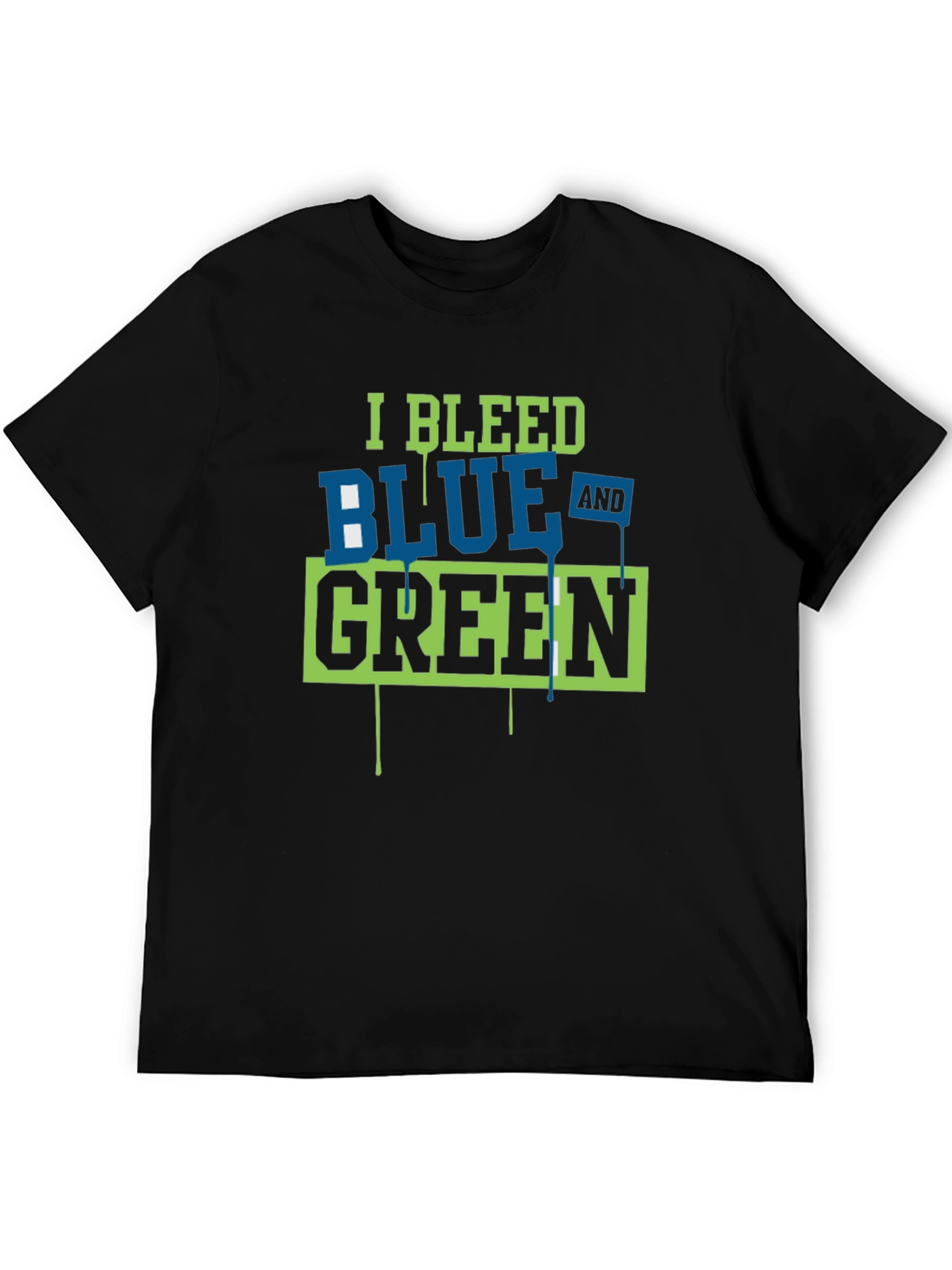 Black I Bleed Blue and Green Graphic Tee view 5