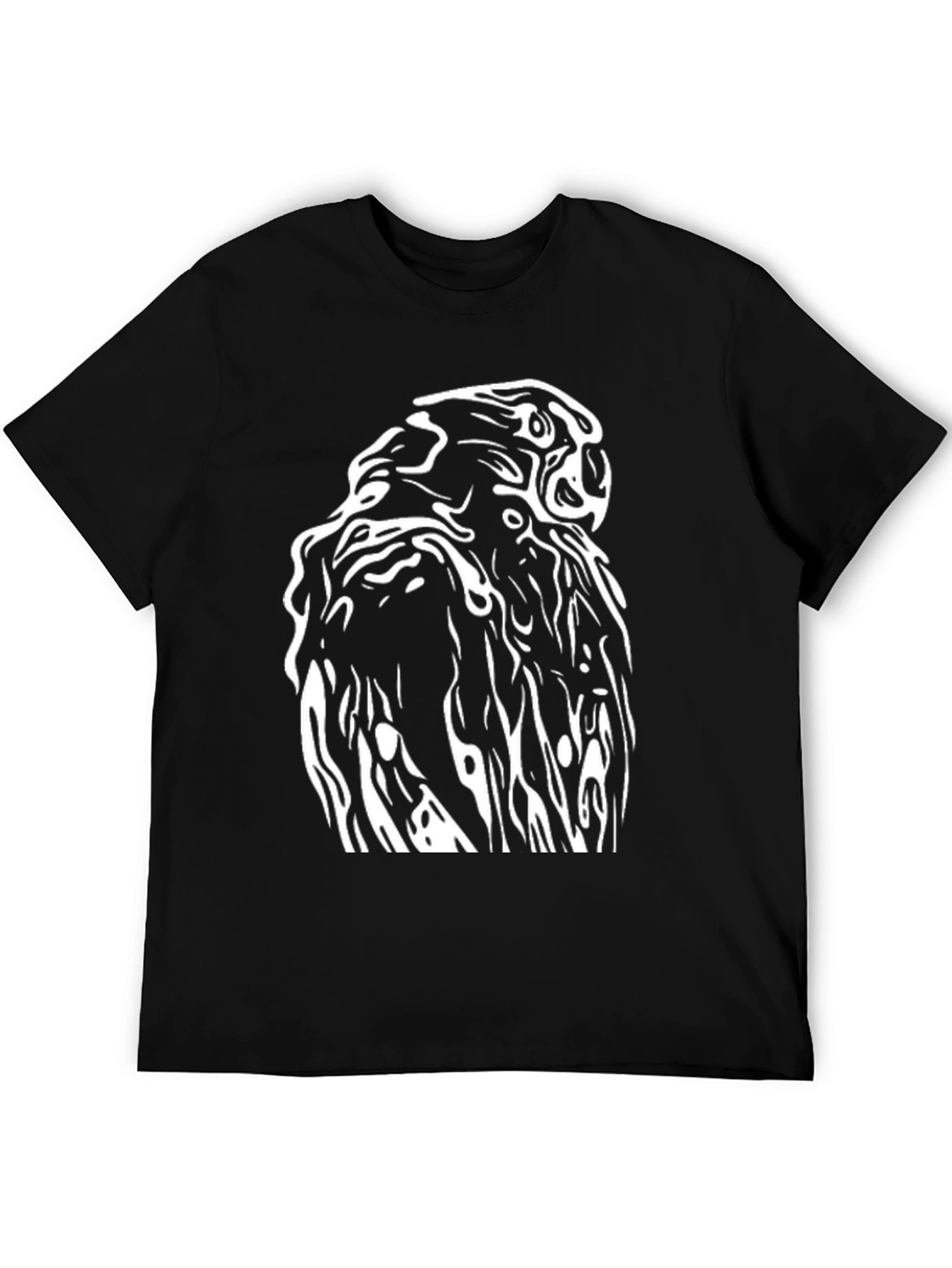 Black Abstract Hawk Graphic Tee - Black Cotton Blend view 5