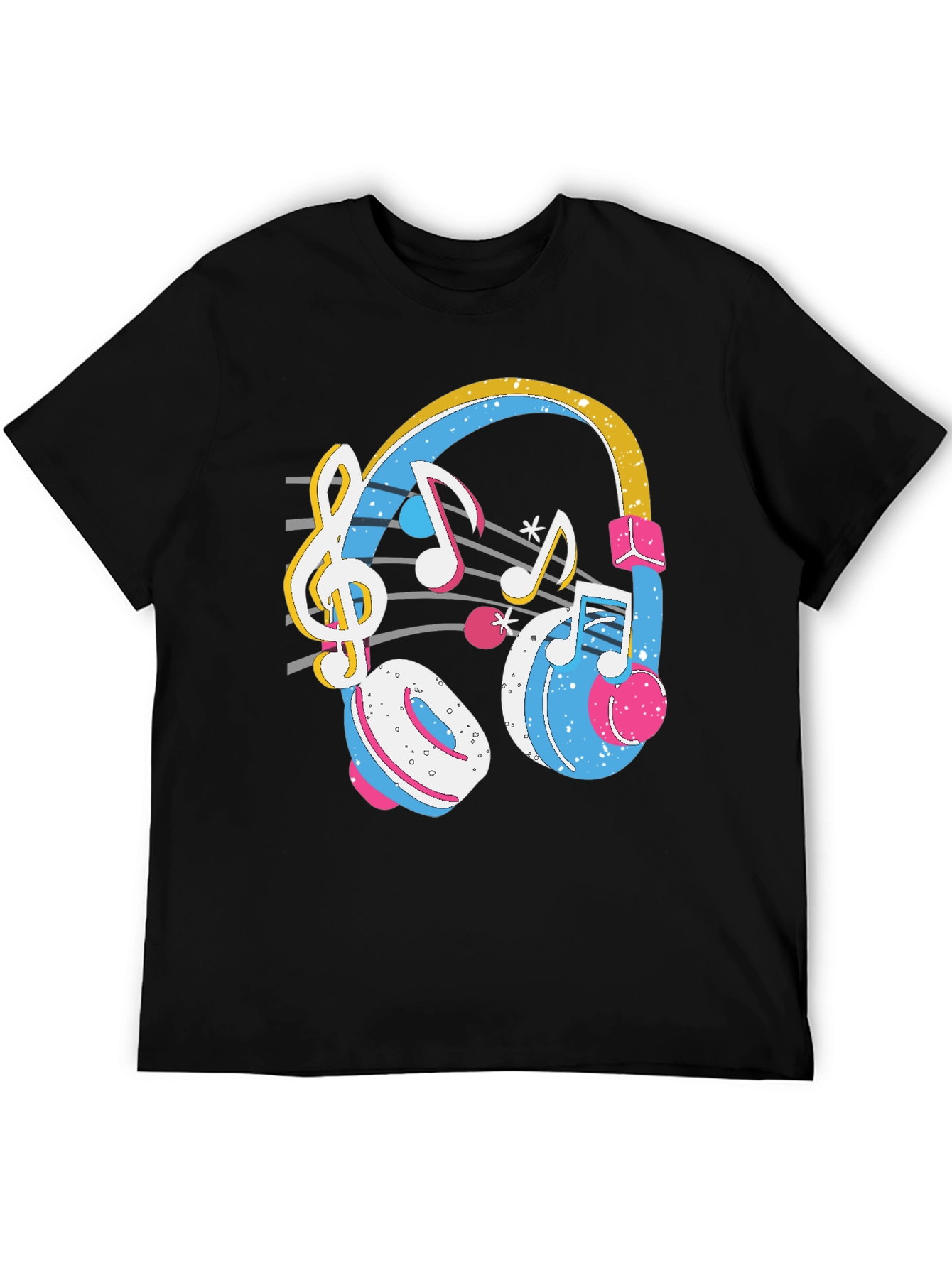 Black Music Headphones T-Shirt - Stylish Graphic Tee view 5