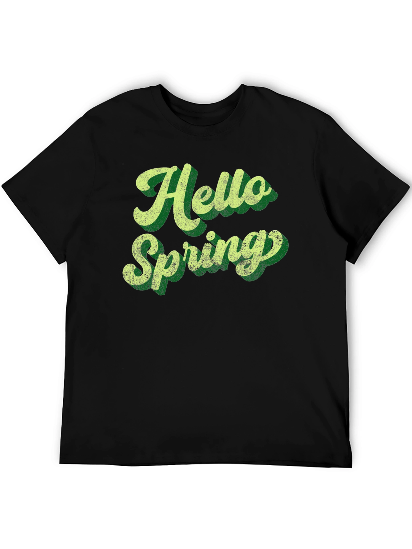 Black Hello Spring Graphic Tee - Unisex Black T-Shirt view 5