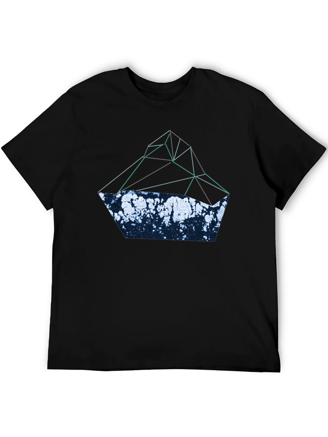 Black Abstract Geometric Mountain T-Shirt - Black view 5