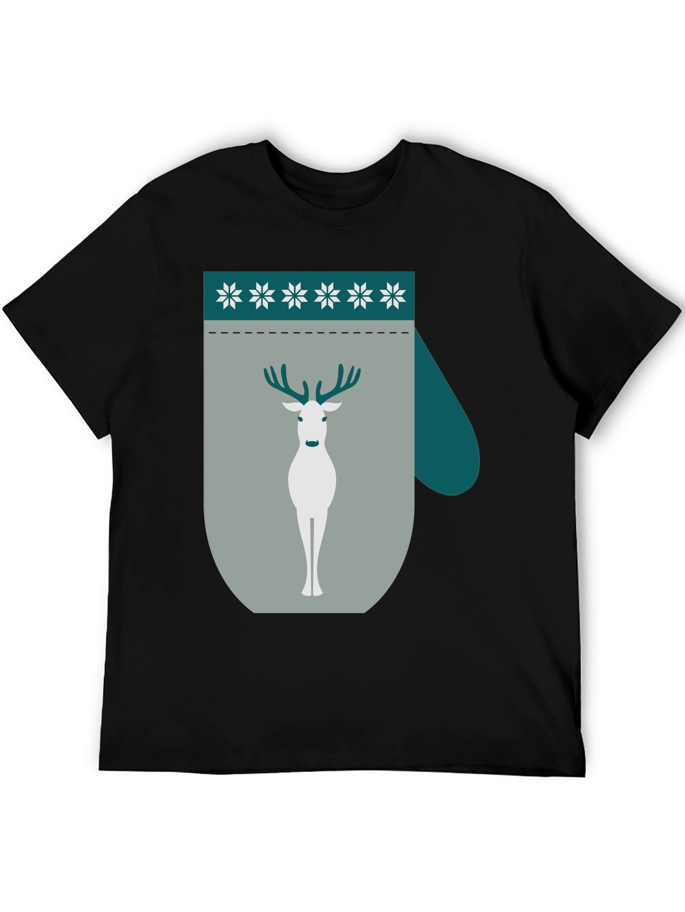 Black Holiday Deer Mitten Graphic Tee view 5