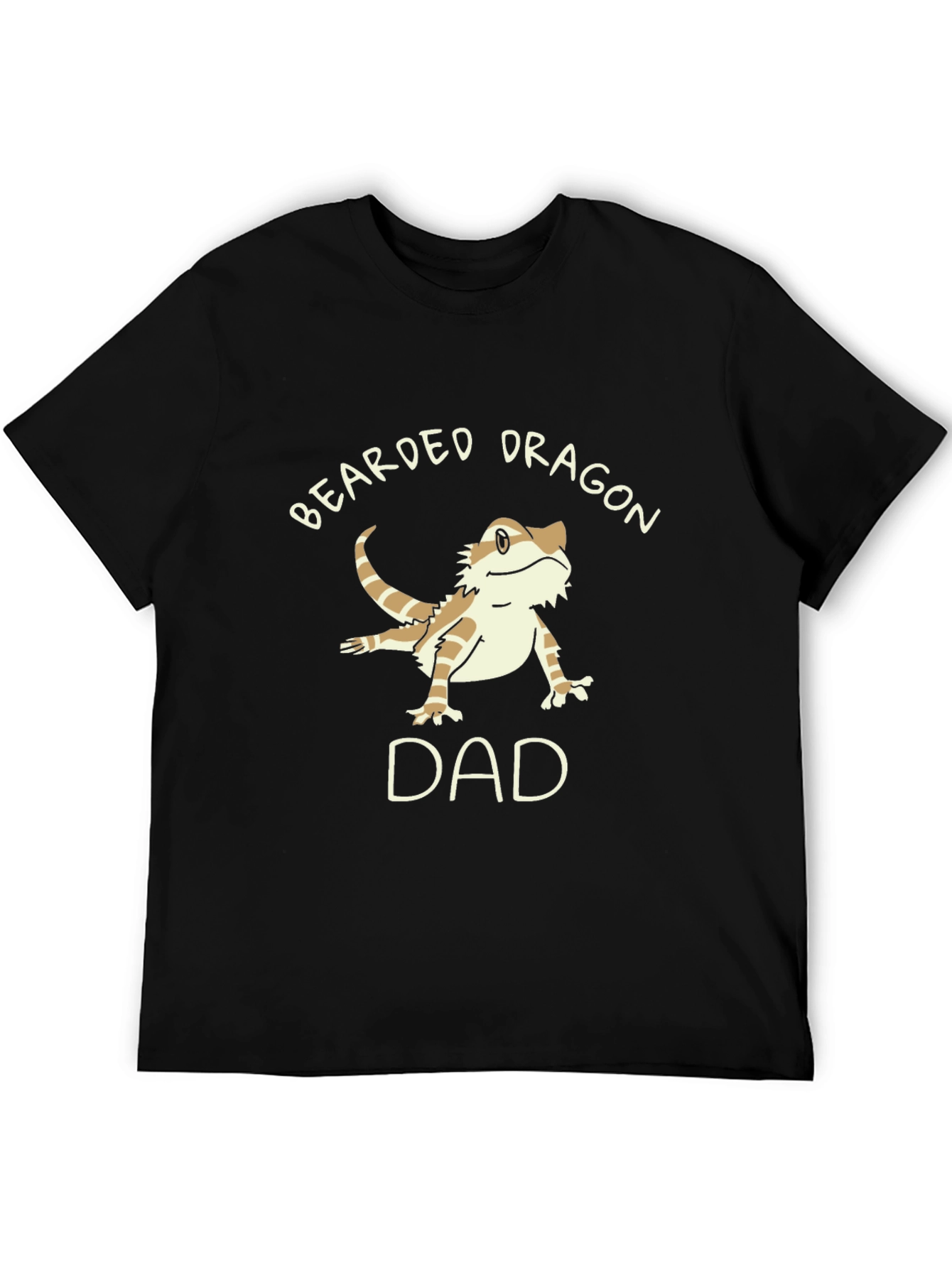 Black Bearded Dragon Dad T-Shirt, Black Cotton Tee view 5