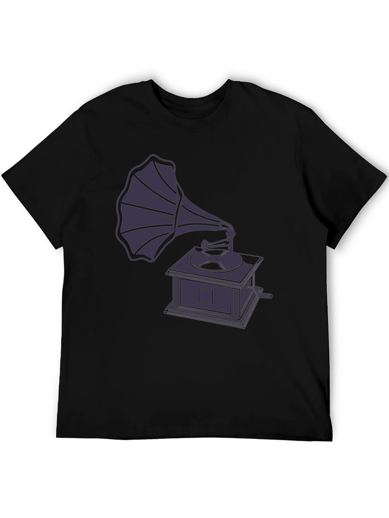 Black Vintage Gramophone Graphic T-Shirt view 5