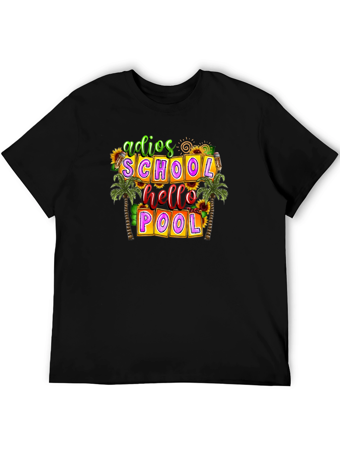 Black Adios School Hello Pool T-Shirt view 5