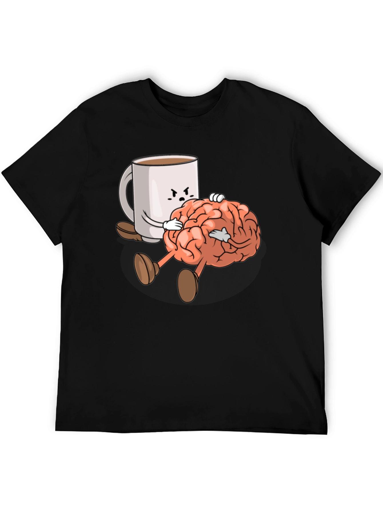 Black Coffee & Brains Graphic T-Shirt - Black Crew Neck Tee view 5