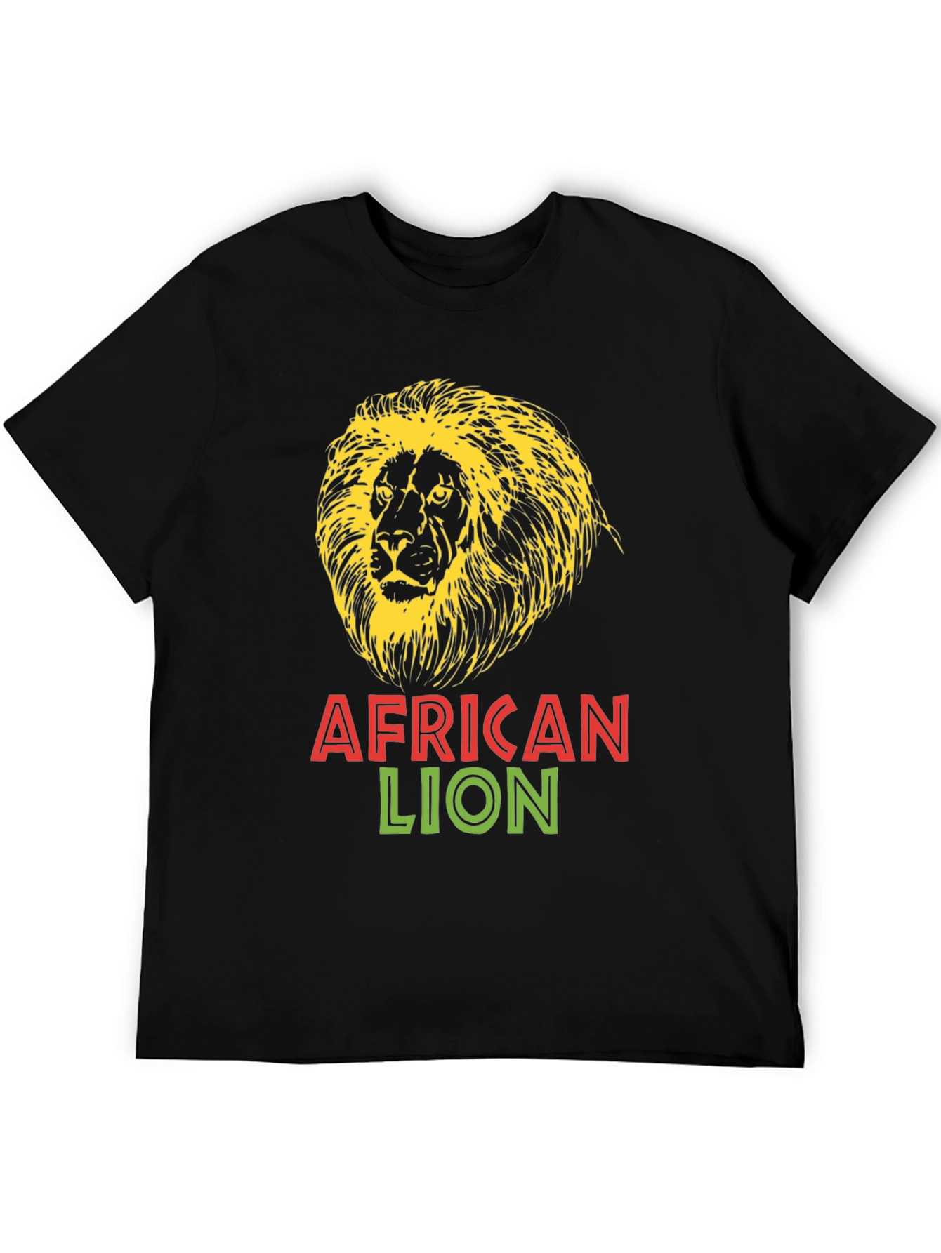 Black African Lion Graphic Tee - Bold Black T-Shirt view 5