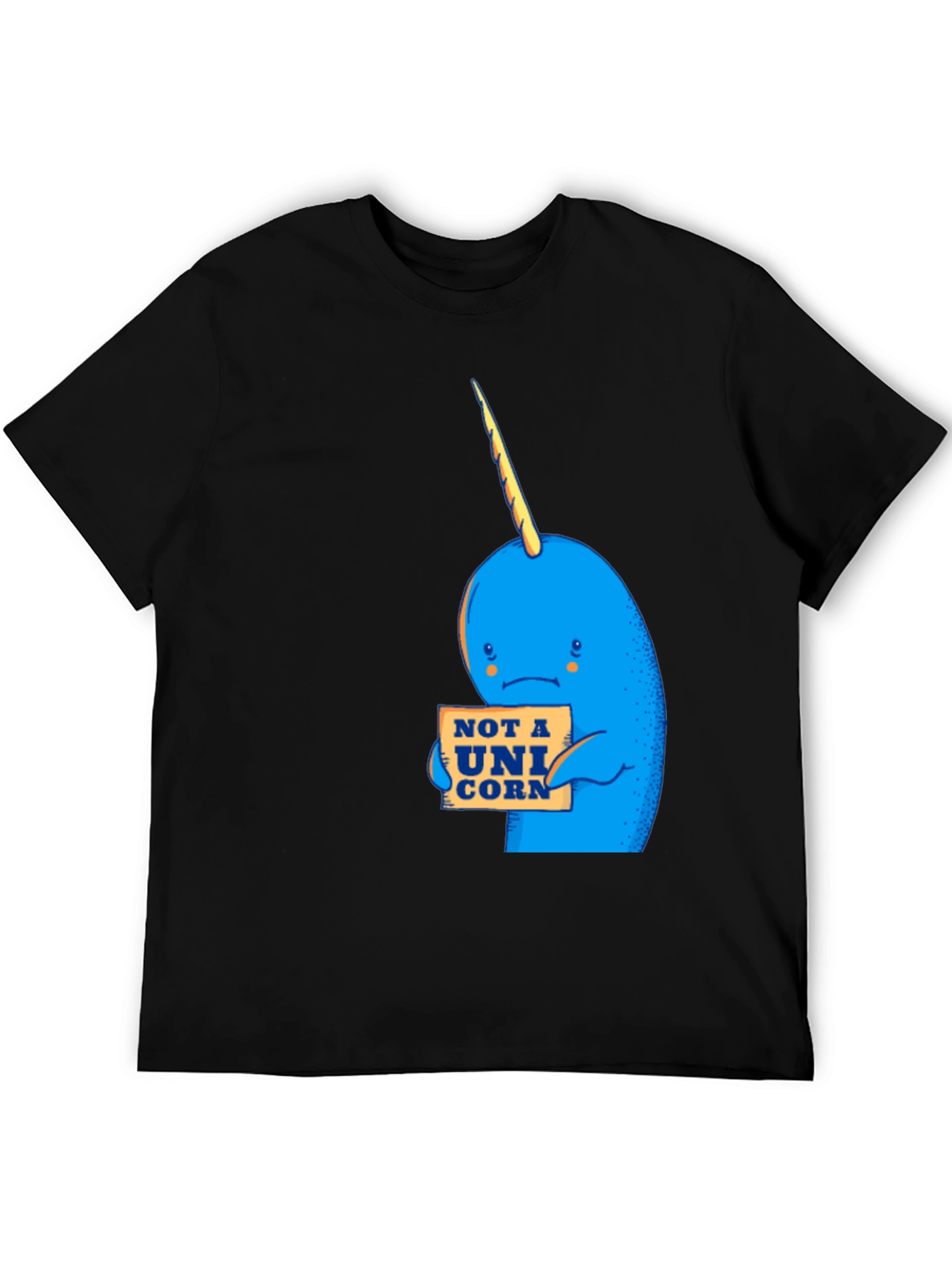 Black Narwhal 'Not A Unicorn' Graphic T-Shirt - Black Cotton Tee view 5