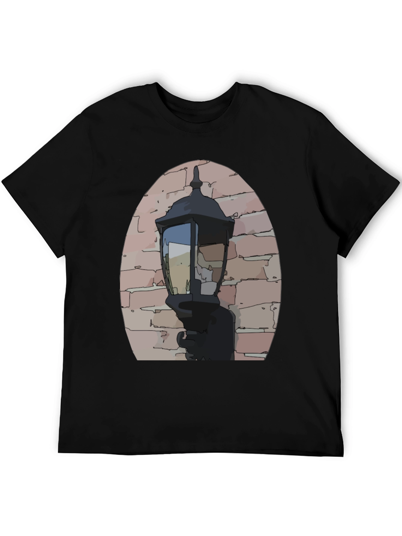 Black Vintage Street Lamp Graphic Tee view 5