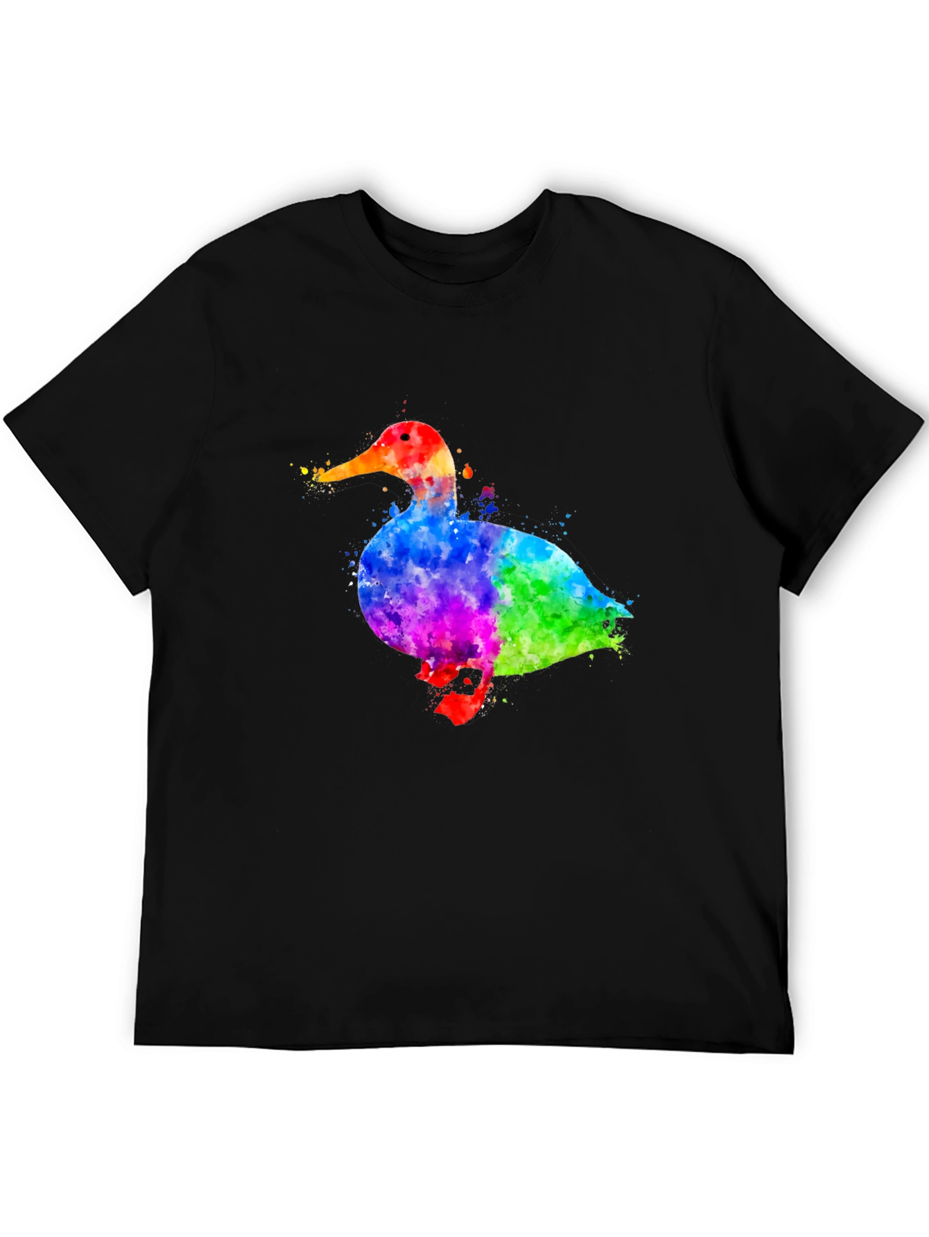 Black Watercolor Duck Graphic T-Shirt view 5