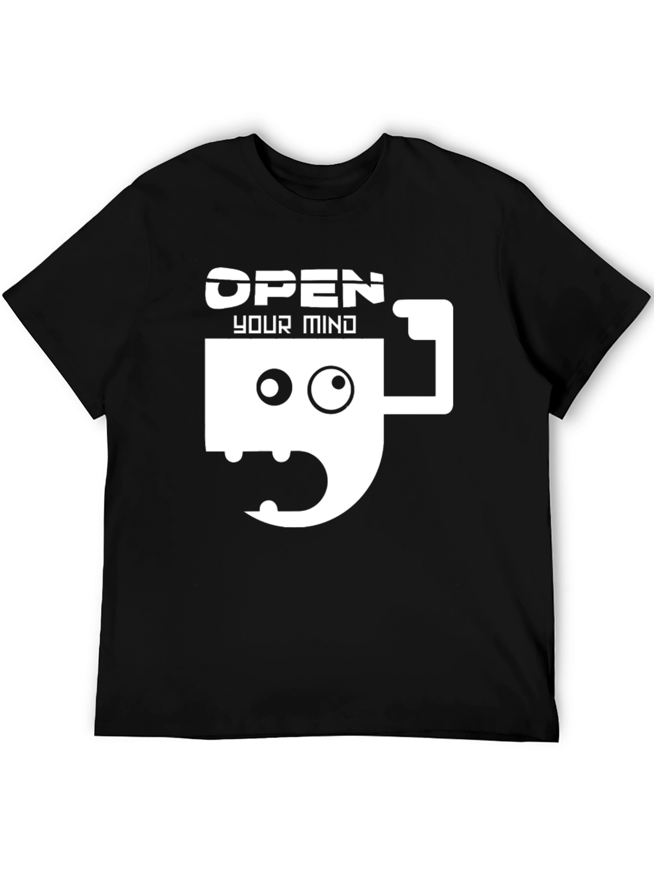 Black Open Your Mind Graphic Tee - Funny Coffee Cup Design view 5