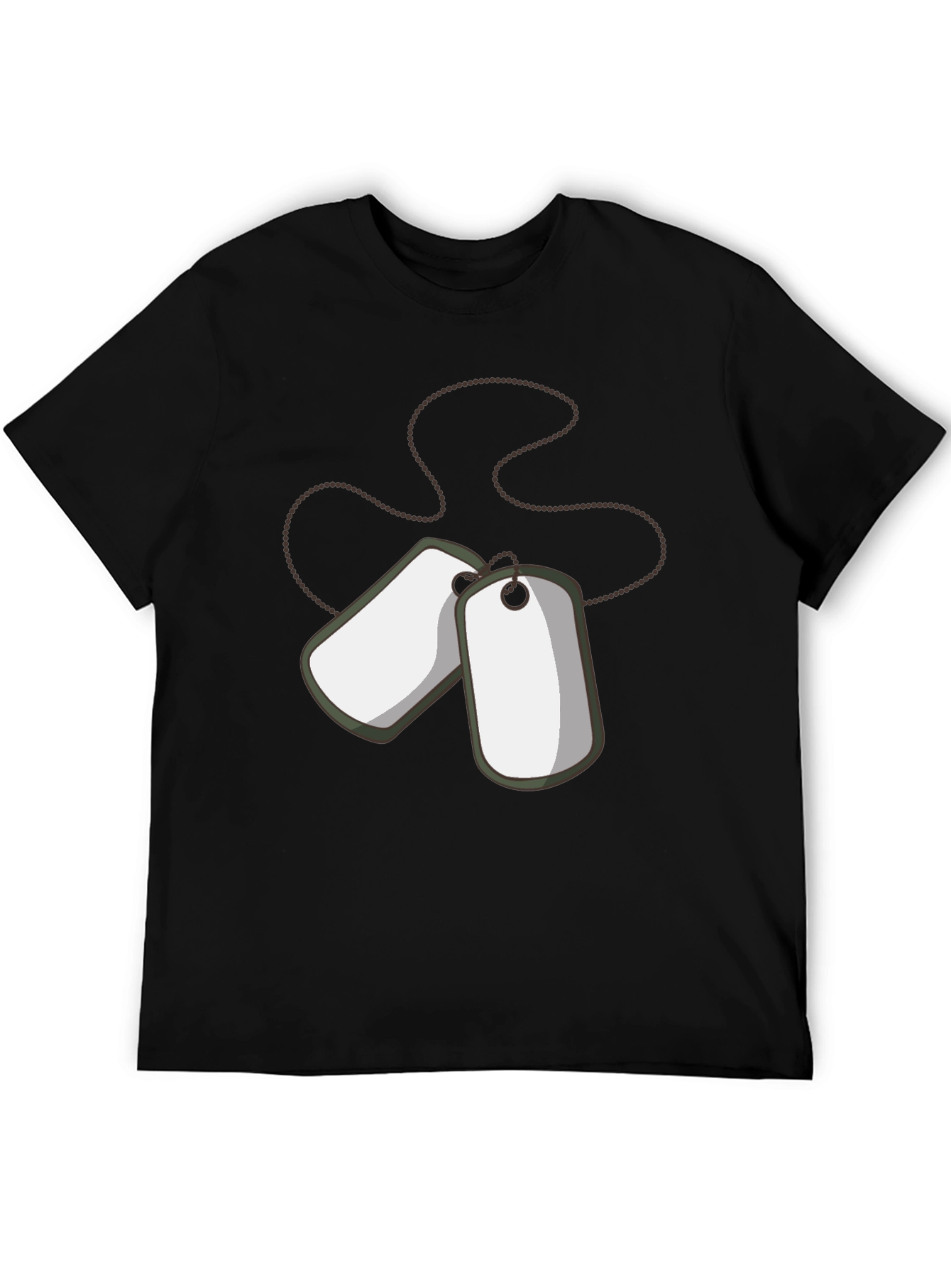 Black Dog Tag Graphic Tee - Military Style Cotton T-Shirt view 5