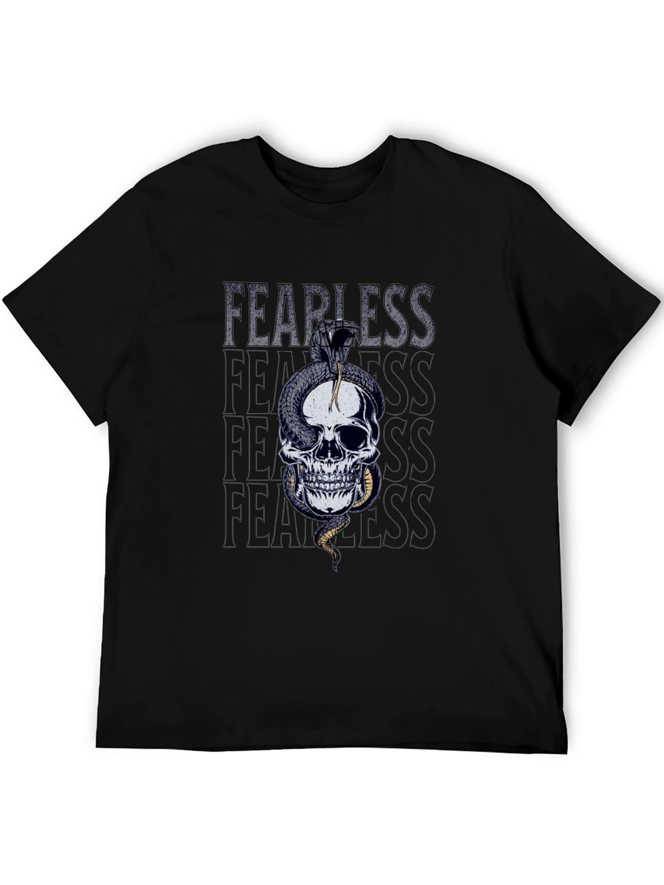 Black Fearless Skull Snake Graphic T-Shirt view 5