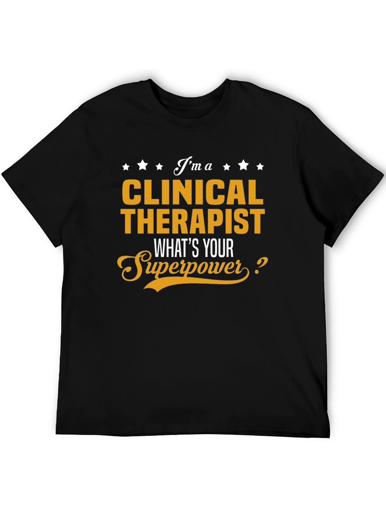 Black Clinical Therapist Superpower Black Graphic Tee view 5