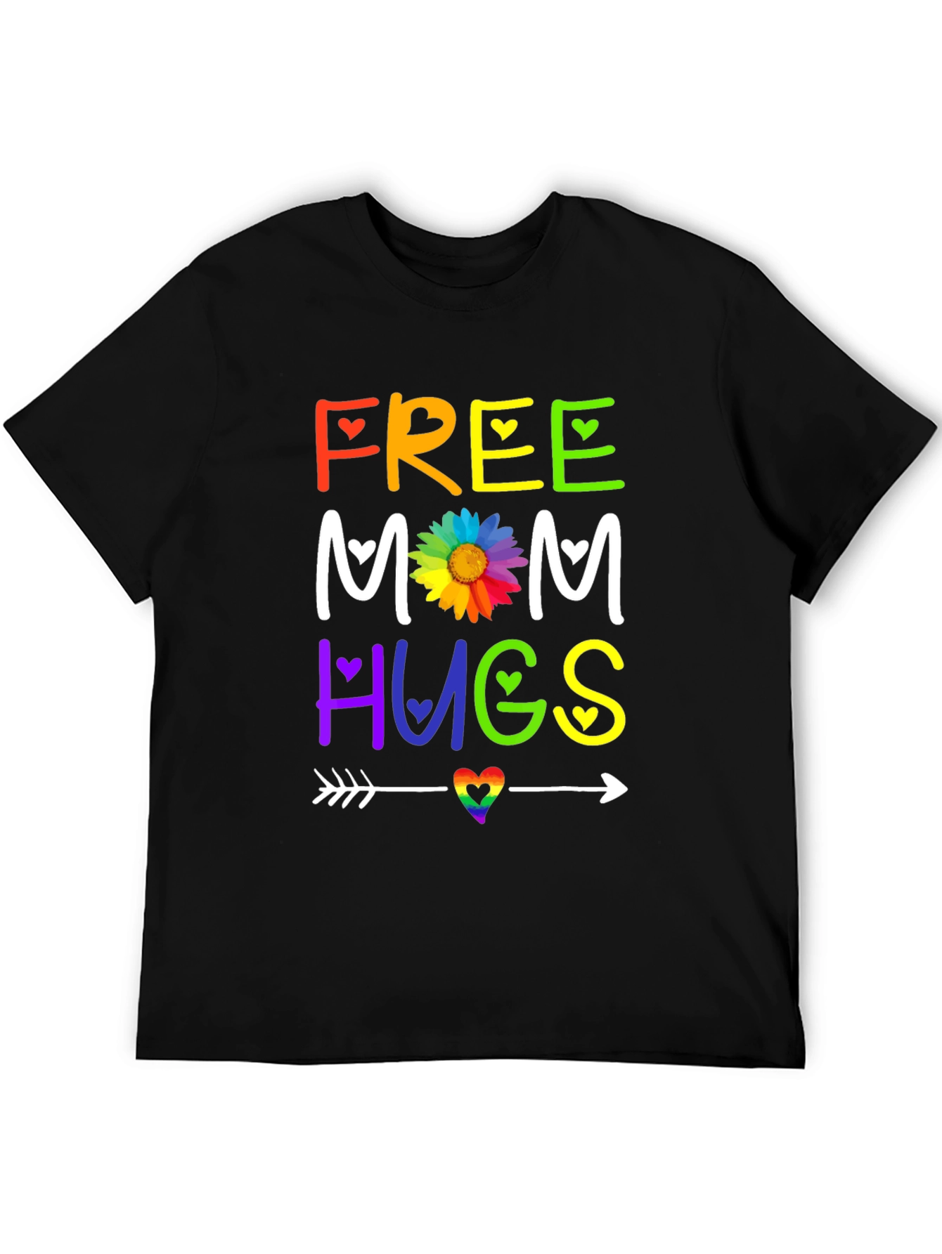 Black Free Mom Hugs T-Shirt - Rainbow Pride view 5