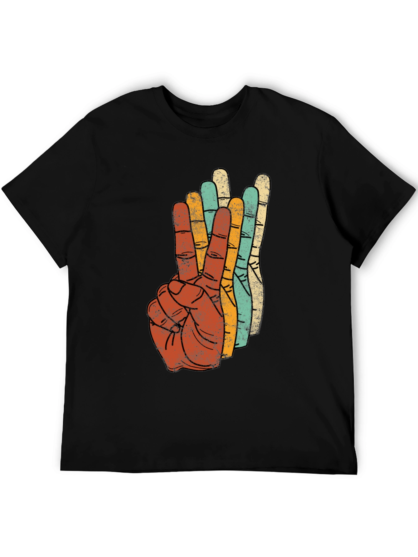 Black Retro Peace Sign Graphic Tee - Vintage Style T-Shirt view 5