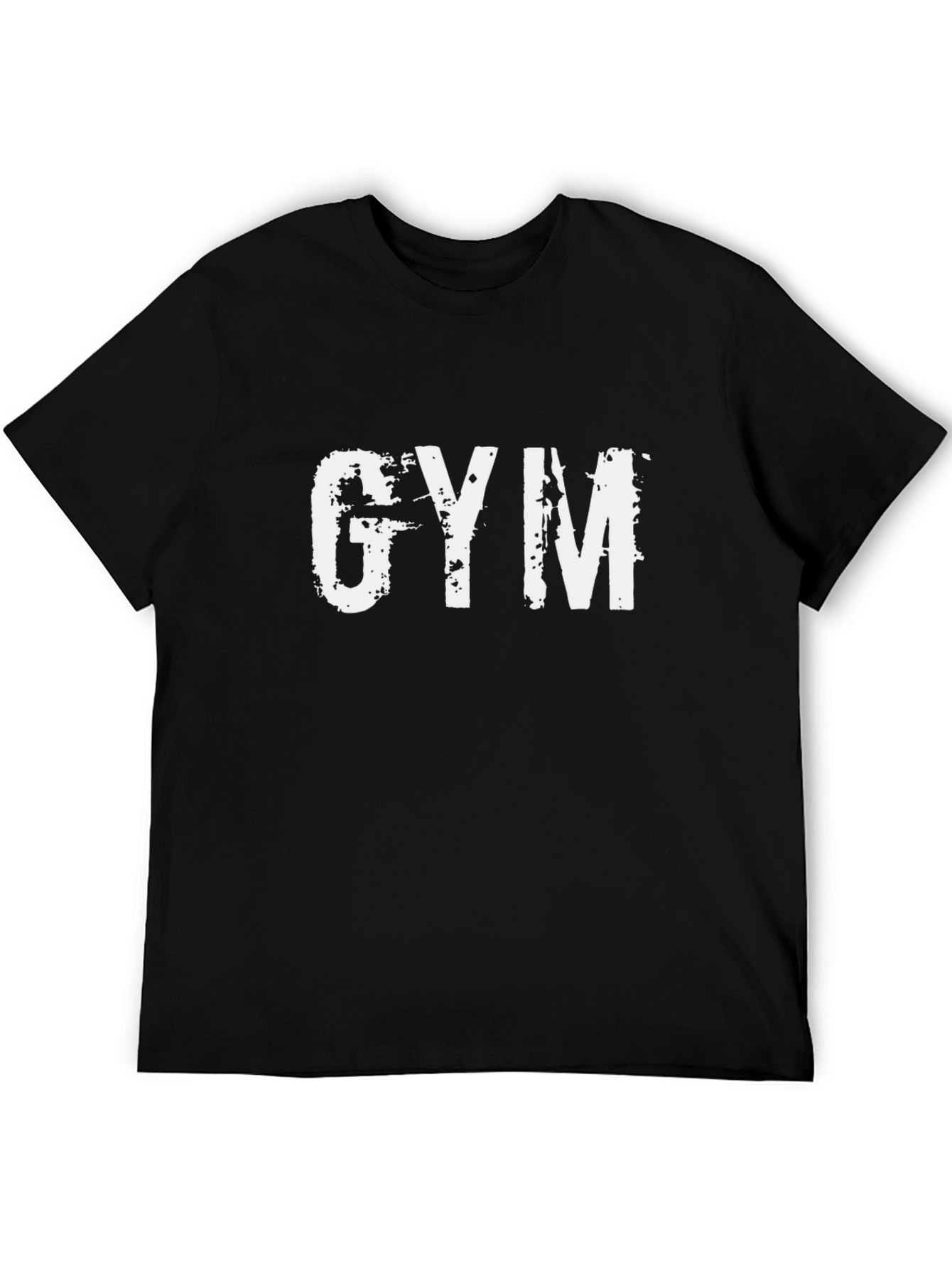 Black Gym T-Shirt - Distressed Print, Workout Apparel view 5